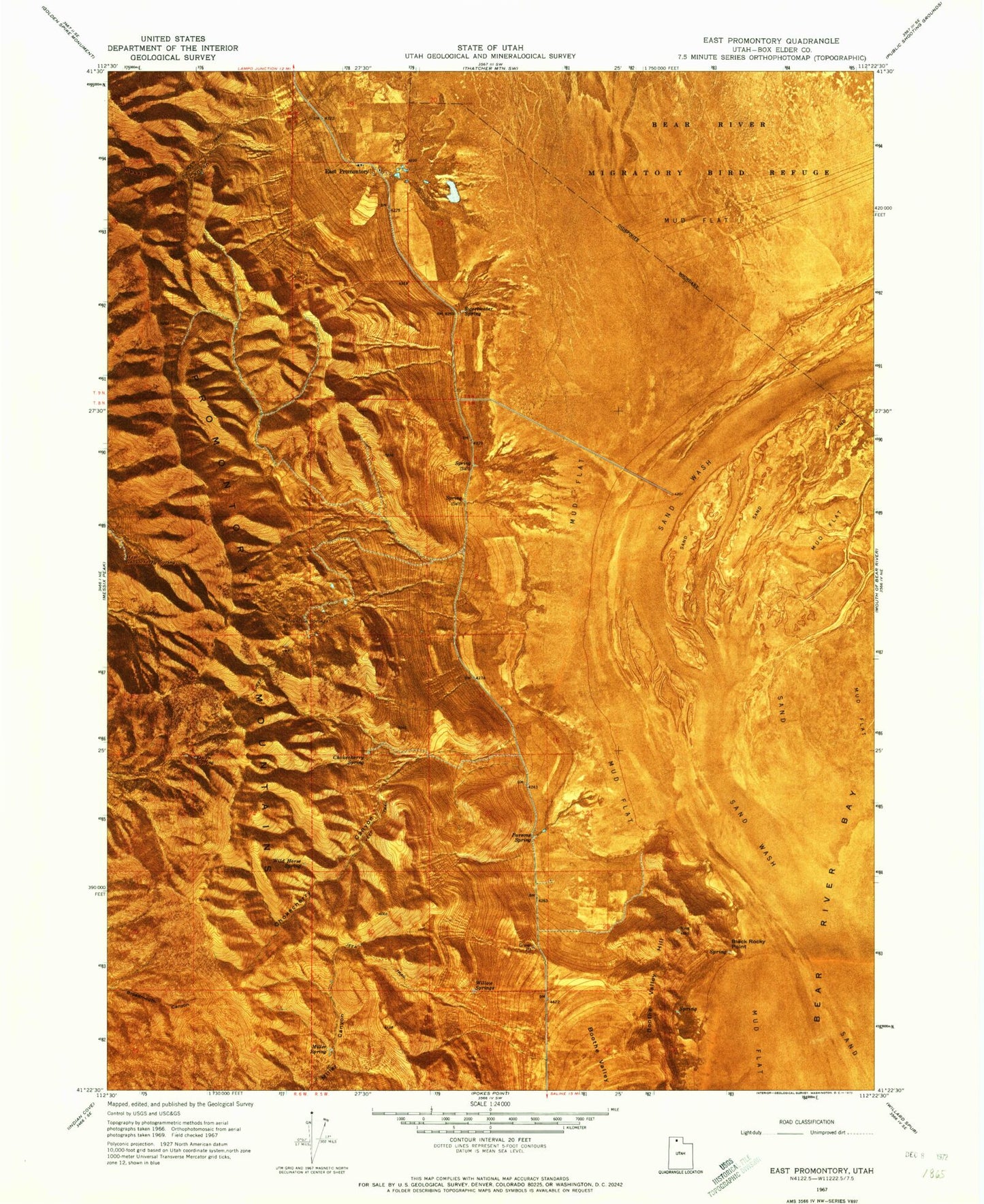 Classic USGS East Promontory Utah 7.5'x7.5' Topo Map Image