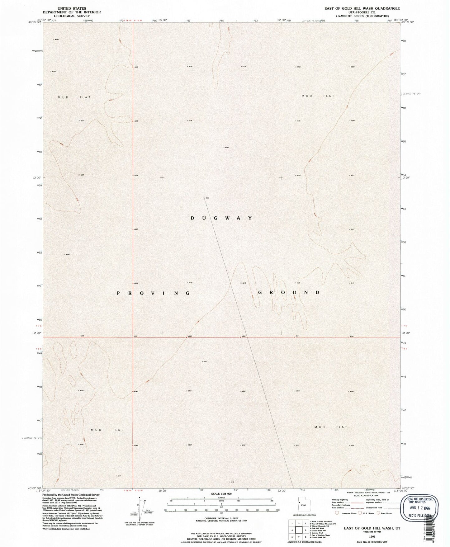 Classic USGS East of Gold Hill Wash Utah 7.5'x7.5' Topo Map Image