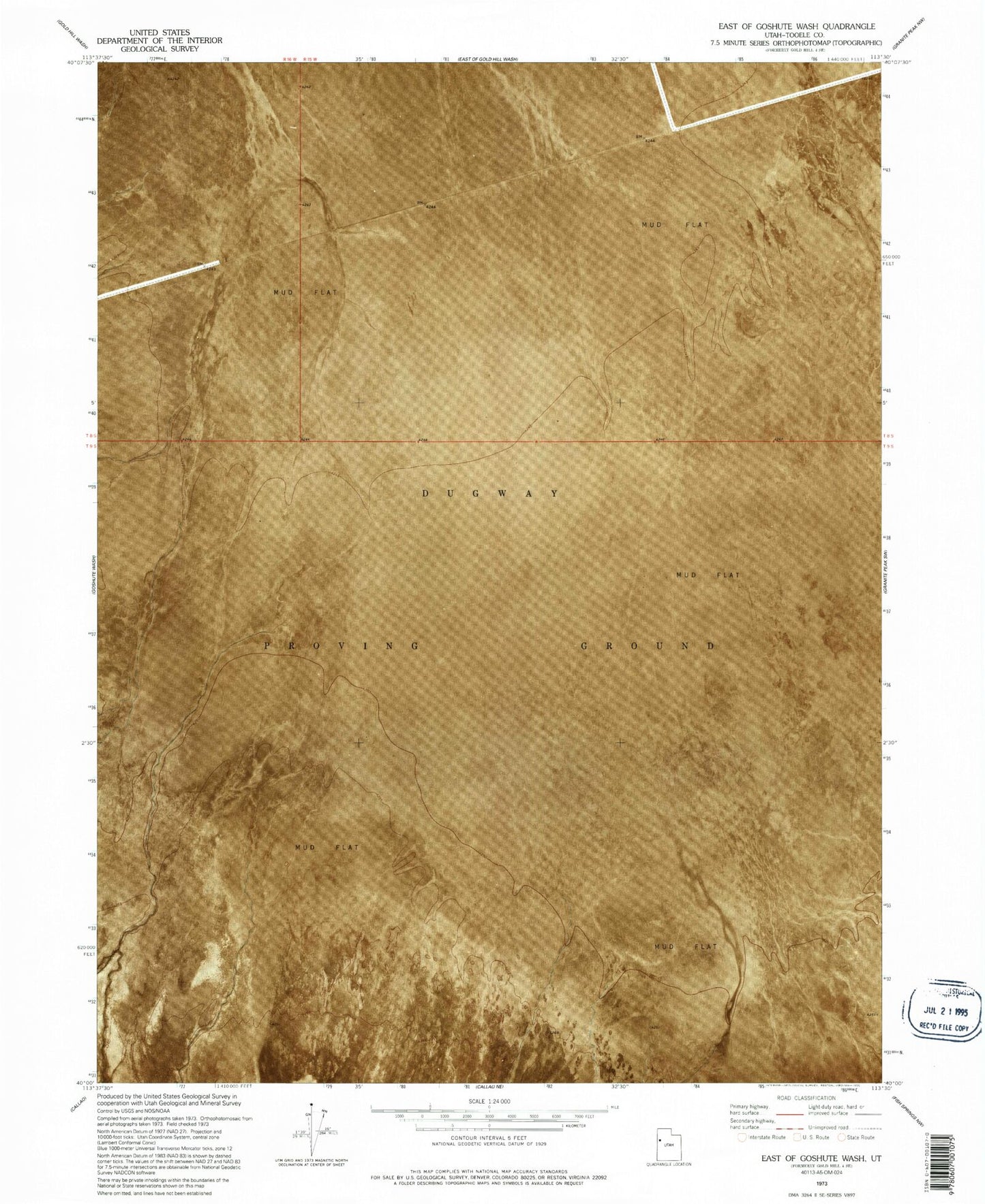 Classic USGS East of Goshute Wash Utah 7.5'x7.5' Topo Map Image