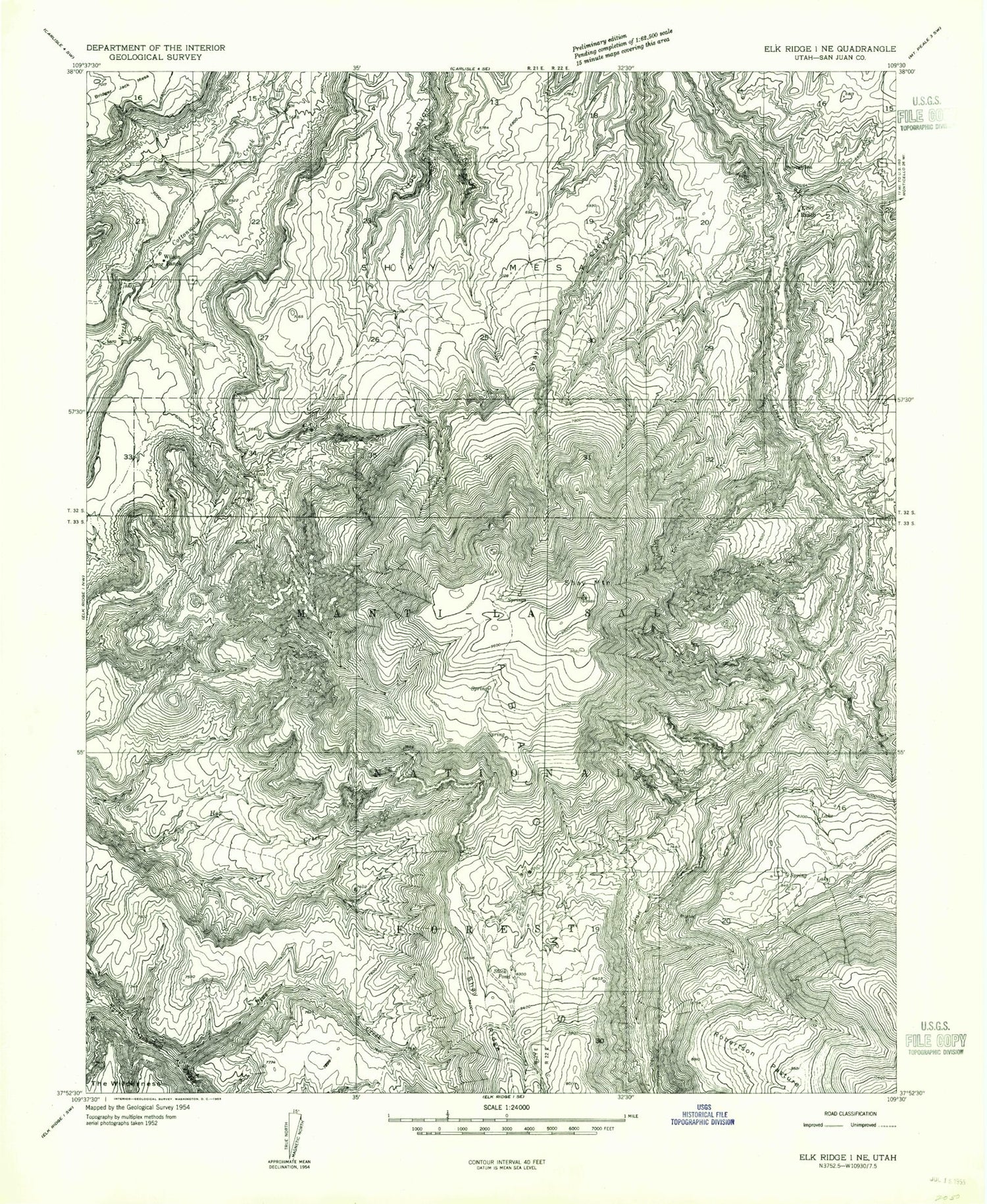 Classic USGS Shay Mountain Utah 7.5'x7.5' Topo Map Image