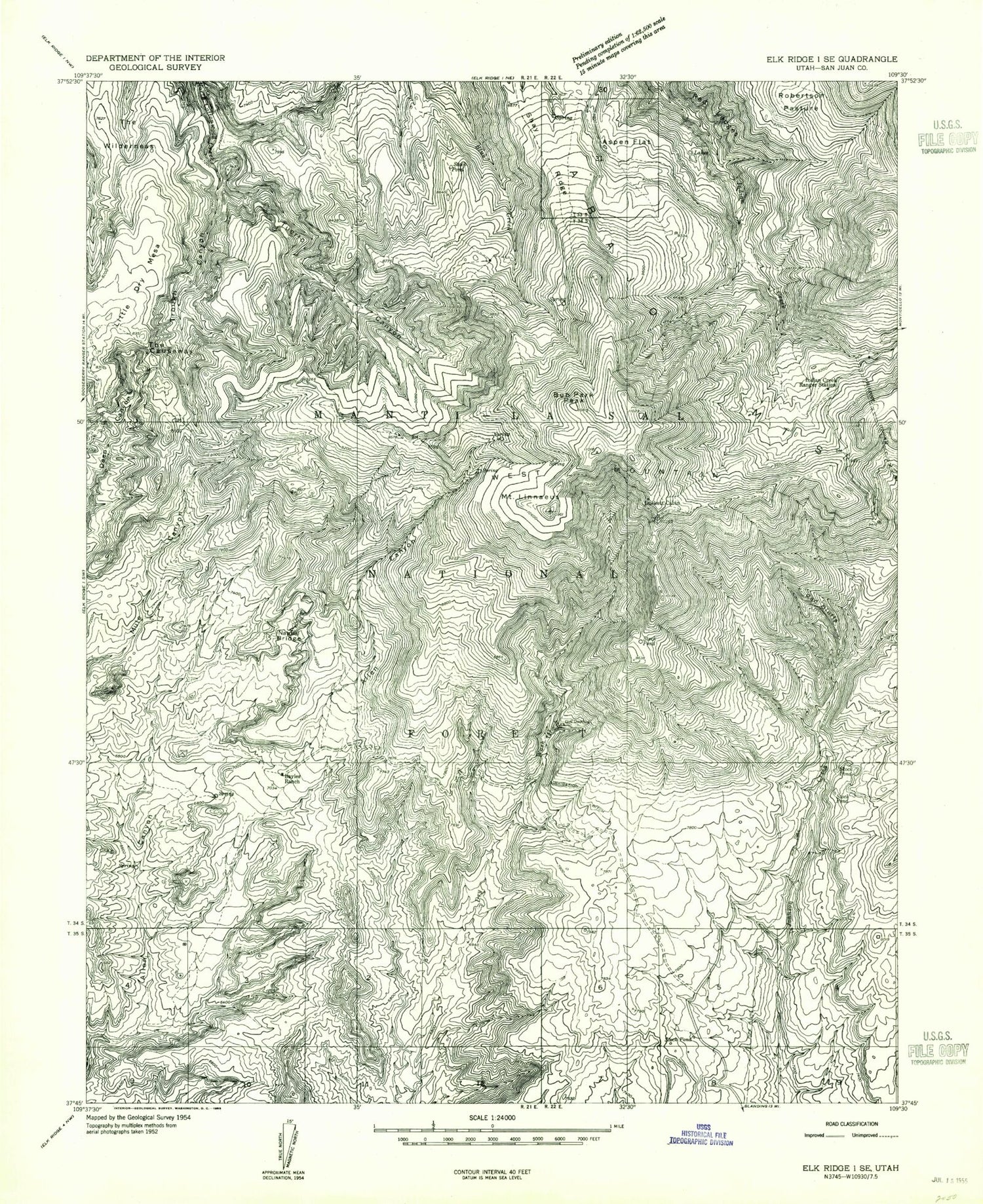 Classic USGS Mount Linnaeus Utah 7.5'x7.5' Topo Map Image