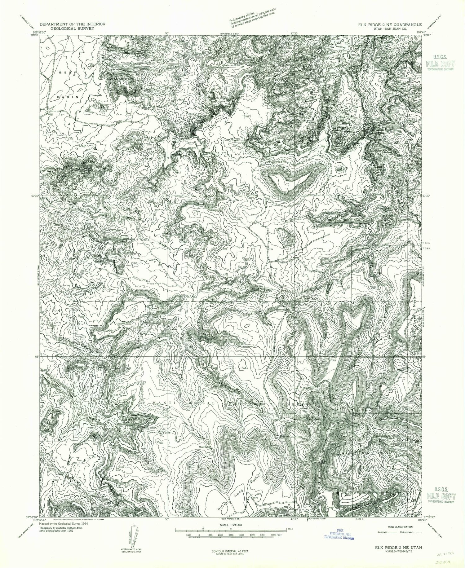 Classic USGS House Park Butte Utah 7.5'x7.5' Topo Map Image