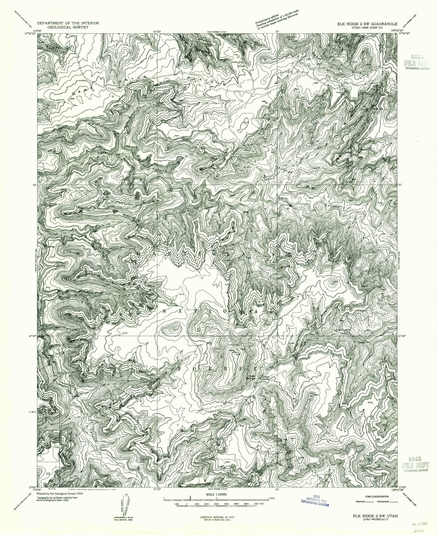 Classic USGS Warren Canyon Utah 7.5'x7.5' Topo Map Image