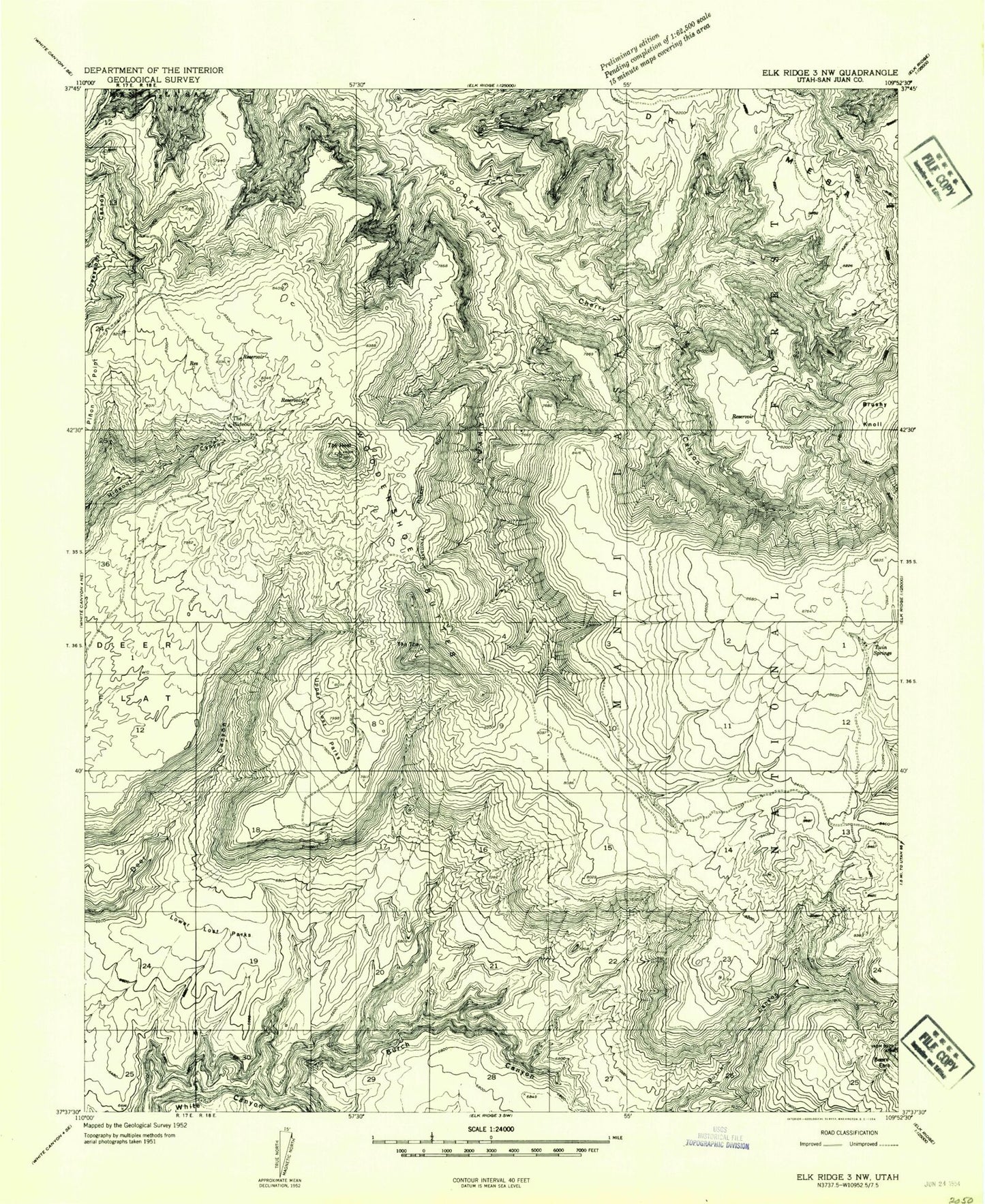 Classic USGS Woodenshoe Buttes Utah 7.5'x7.5' Topo Map Image