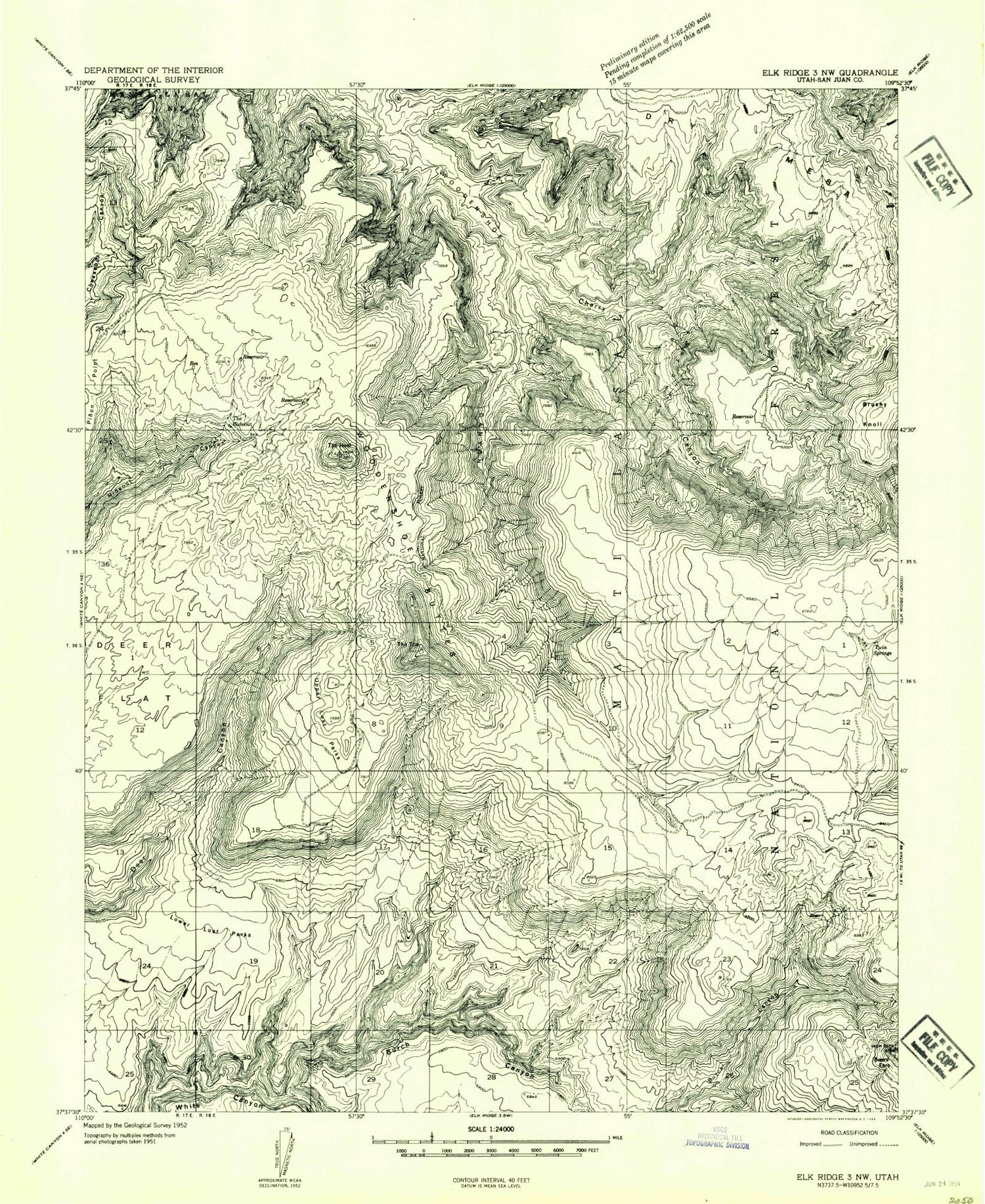 Classic USGS Woodenshoe Buttes Utah 7.5'x7.5' Topo Map Image