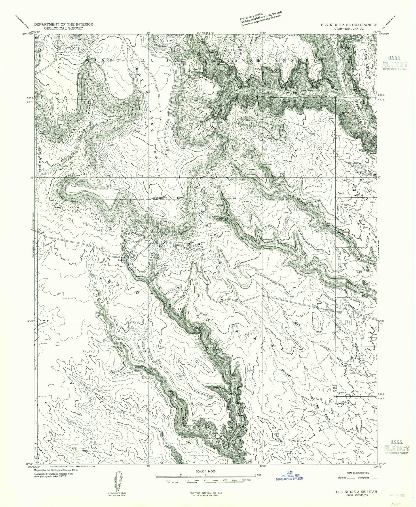 Classic USGS South Long Point Utah 7.5'x7.5' Topo Map Image