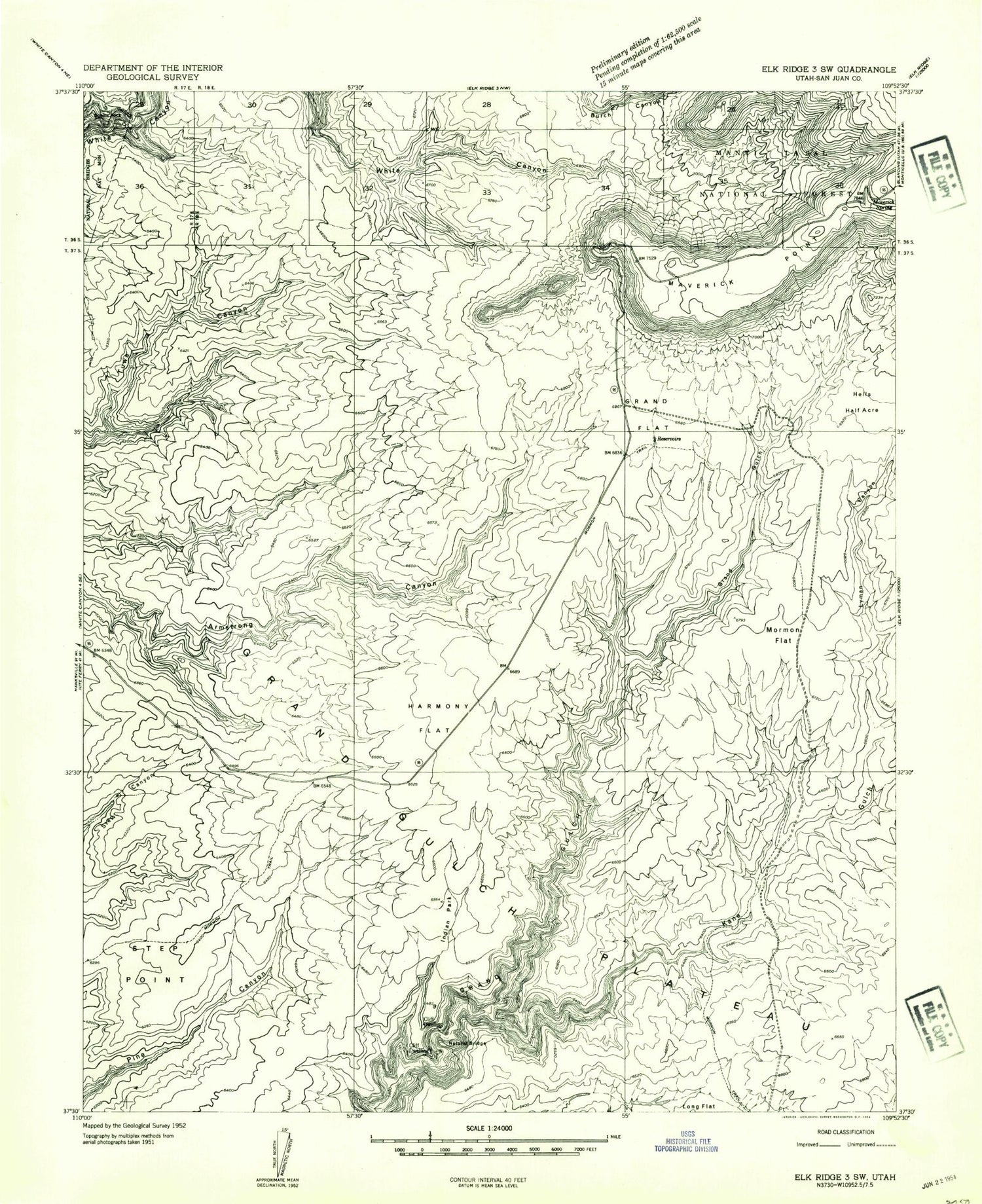 Classic USGS Kane Gulch Utah 7.5'x7.5' Topo Map Image