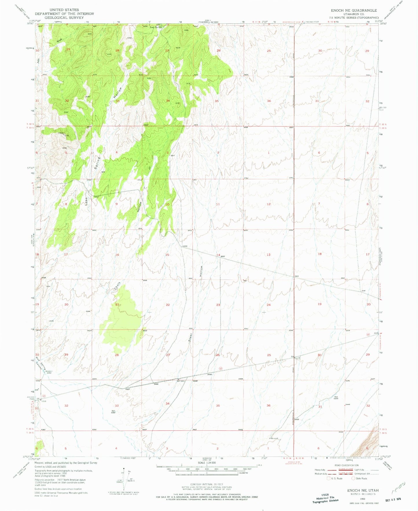 Classic USGS Enoch NE Utah 7.5'x7.5' Topo Map Image