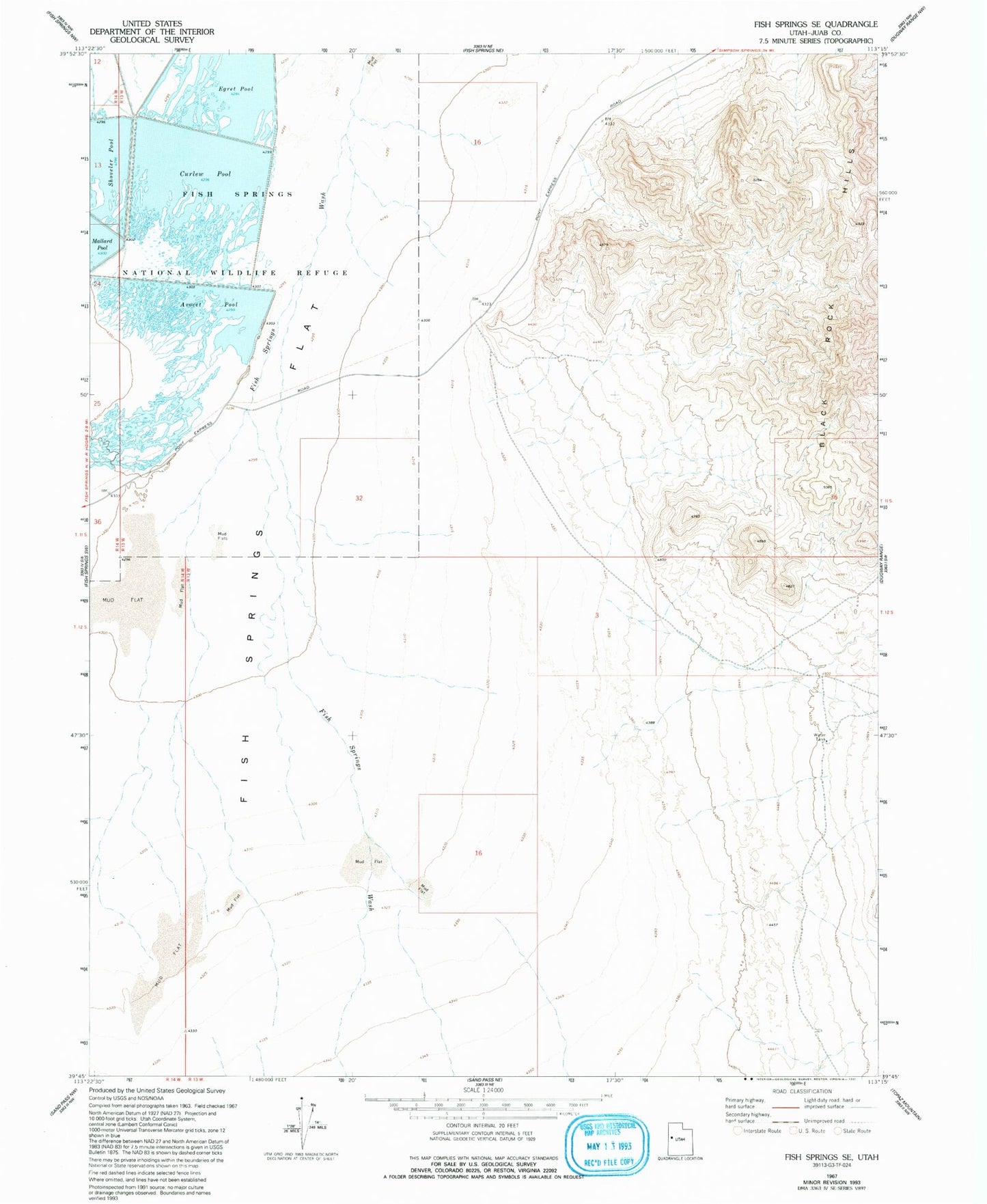 Classic USGS Fish Springs SE Utah 7.5'x7.5' Topo Map Image