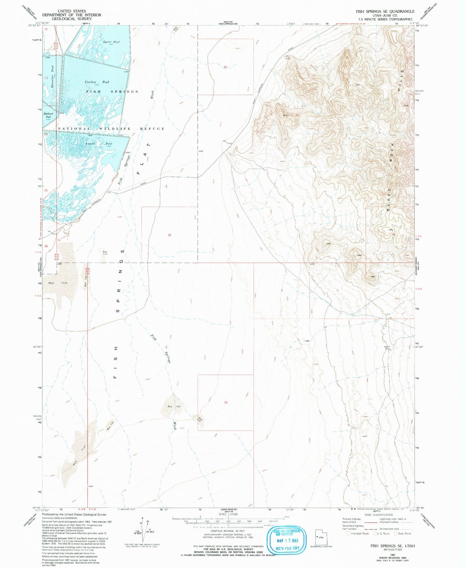 Classic USGS Fish Springs SE Utah 7.5'x7.5' Topo Map Image