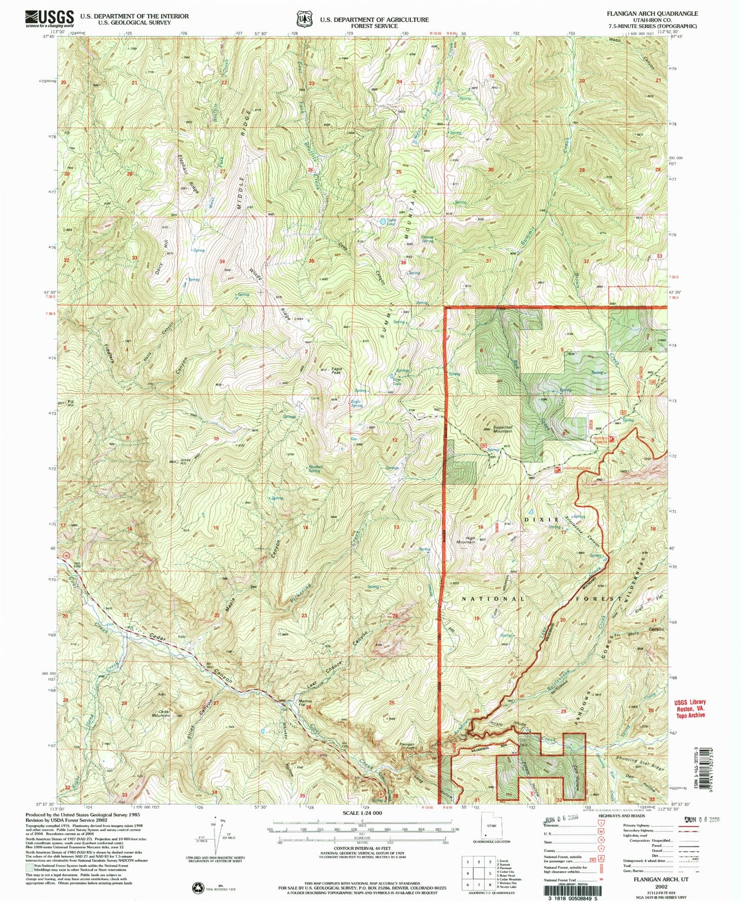 Classic USGS Flanigan Arch Utah 7.5'x7.5' Topo Map Image