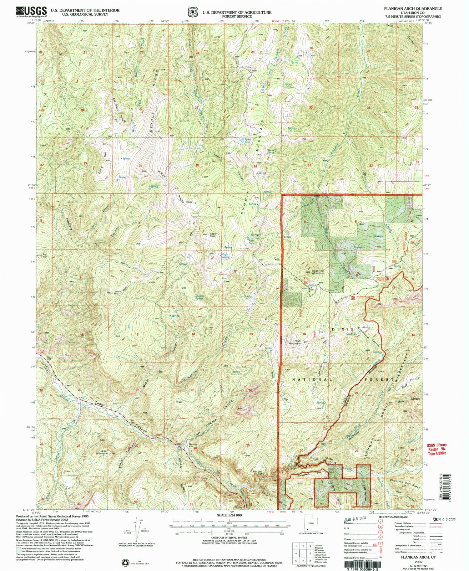 Classic USGS Flanigan Arch Utah 7.5'x7.5' Topo Map Image