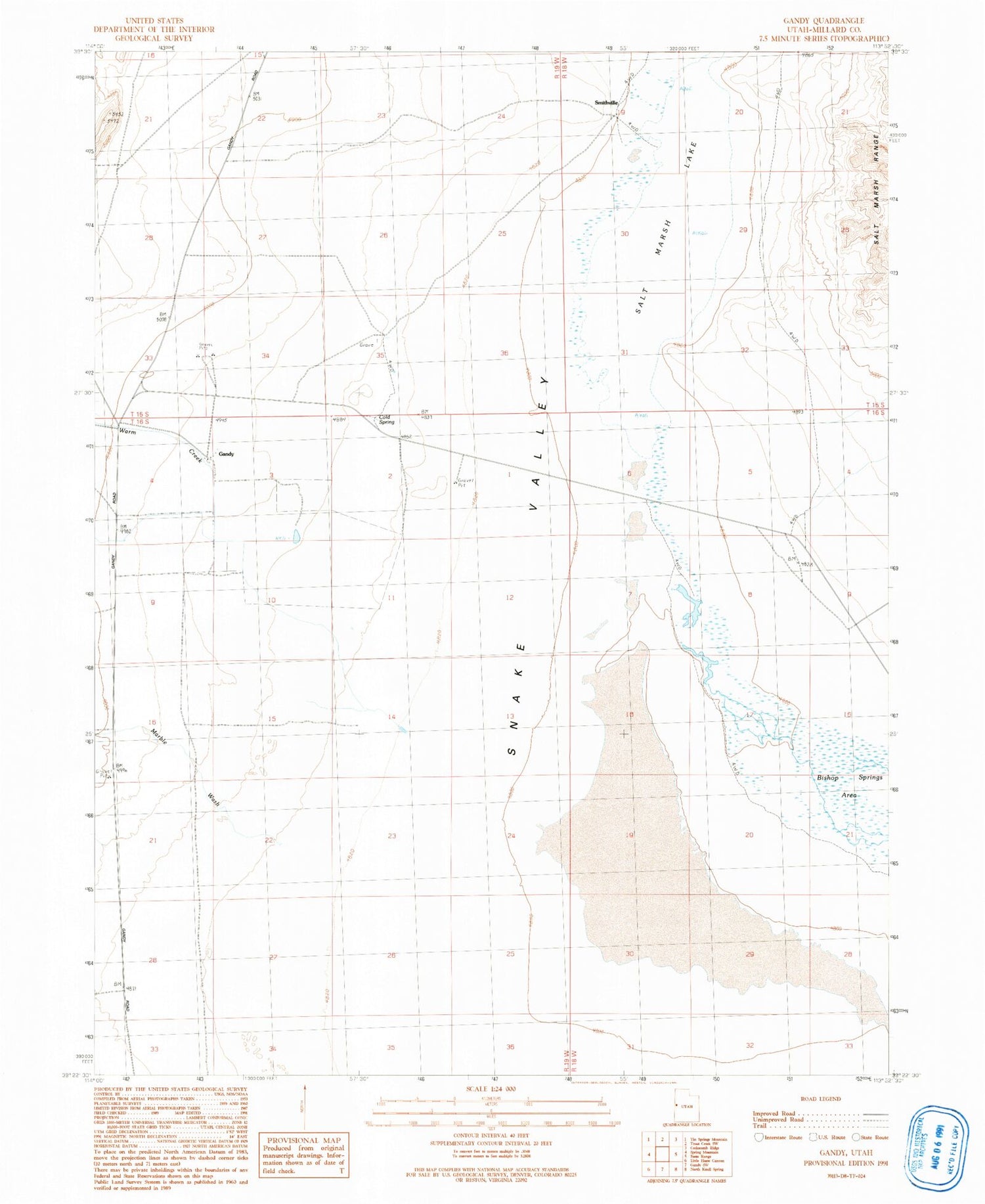Classic USGS Gandy Utah 7.5'x7.5' Topo Map Image