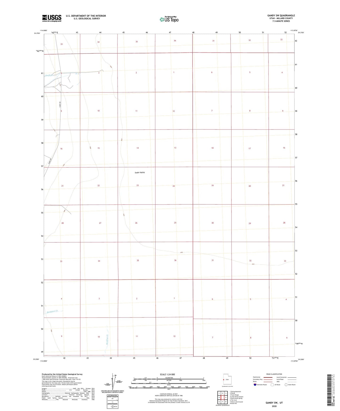 Gandy SW Utah US Topo Map Image