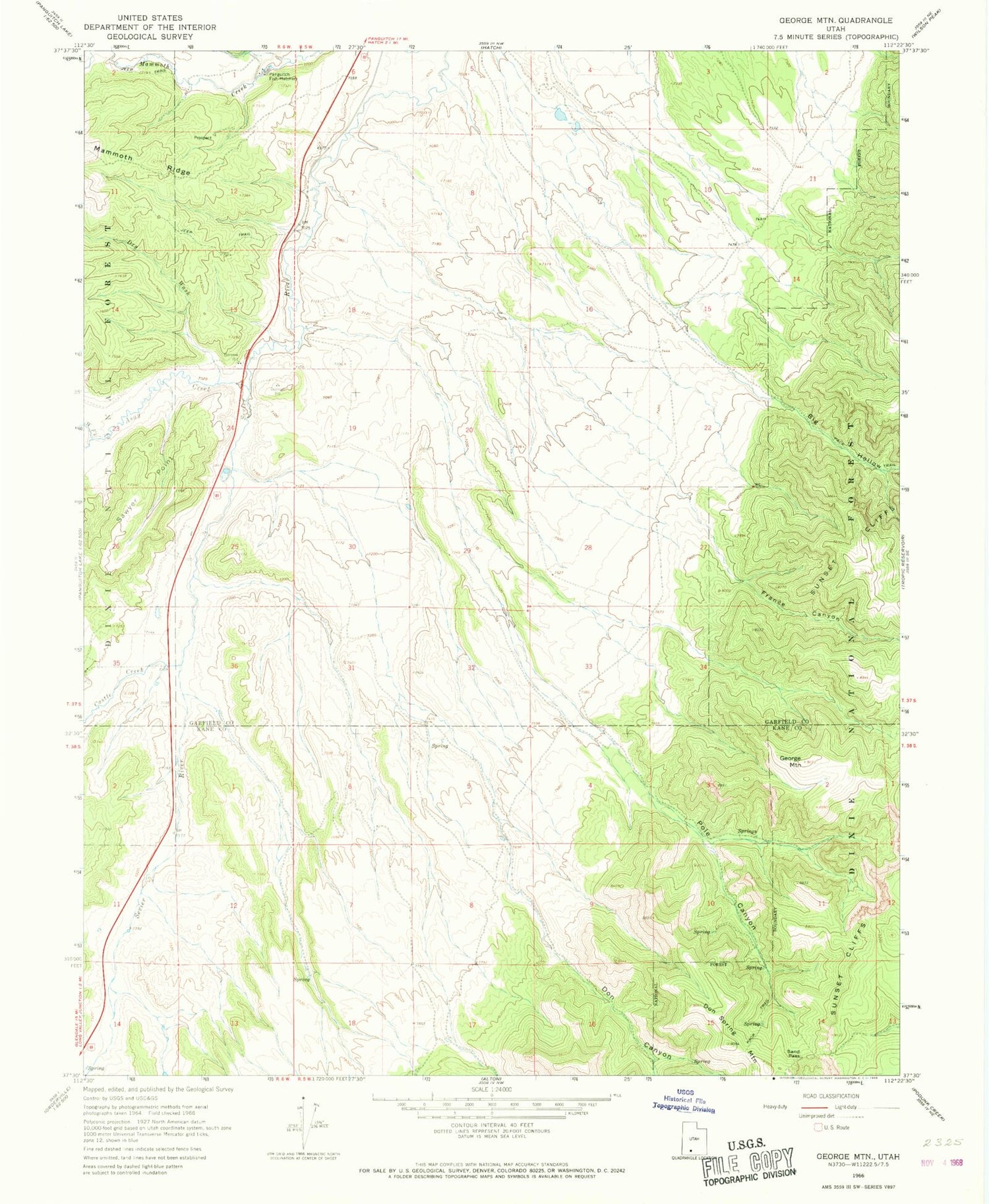 Classic USGS George Mountain Utah 7.5'x7.5' Topo Map Image