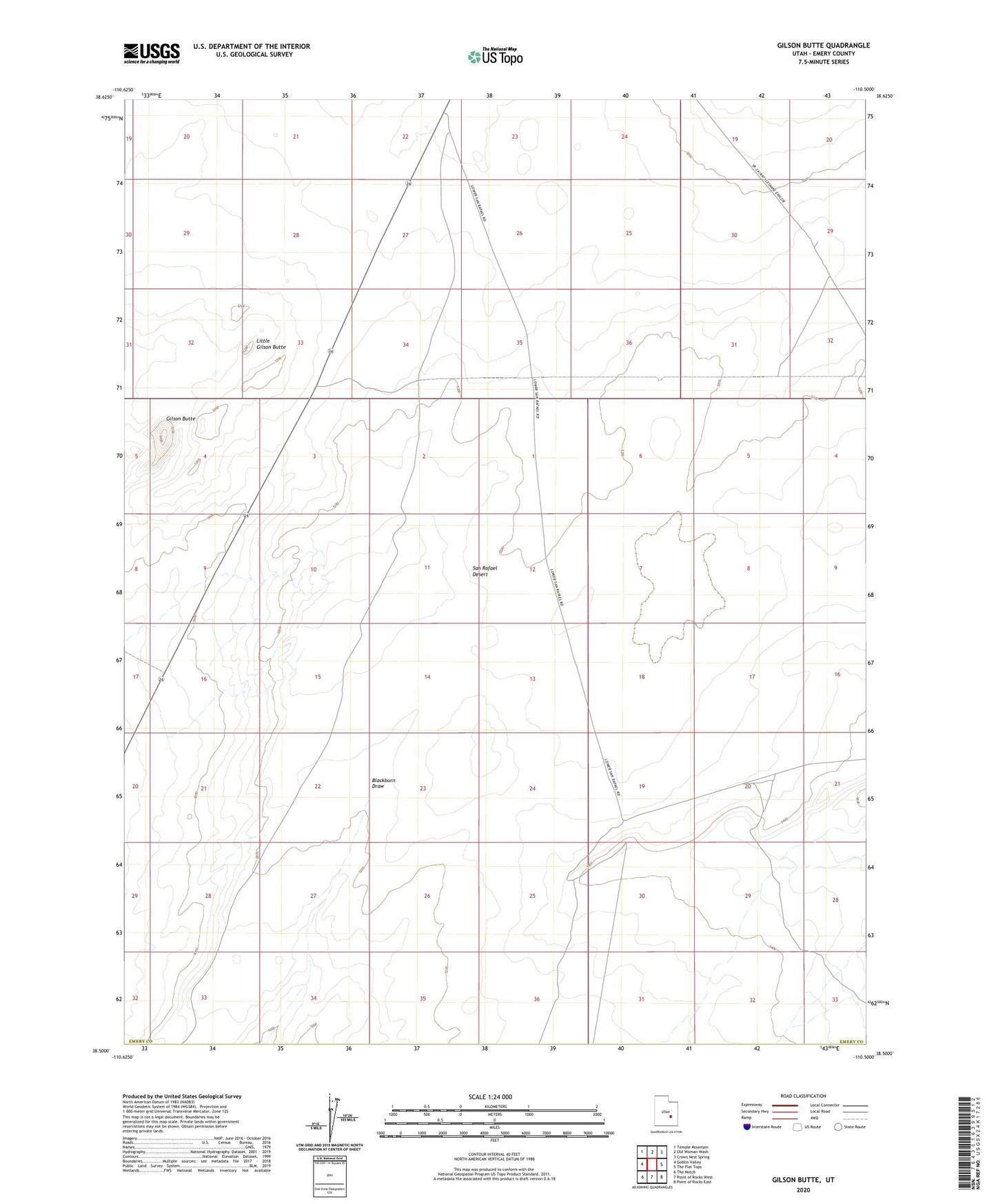 Gilson Butte Utah US Topo Map Image