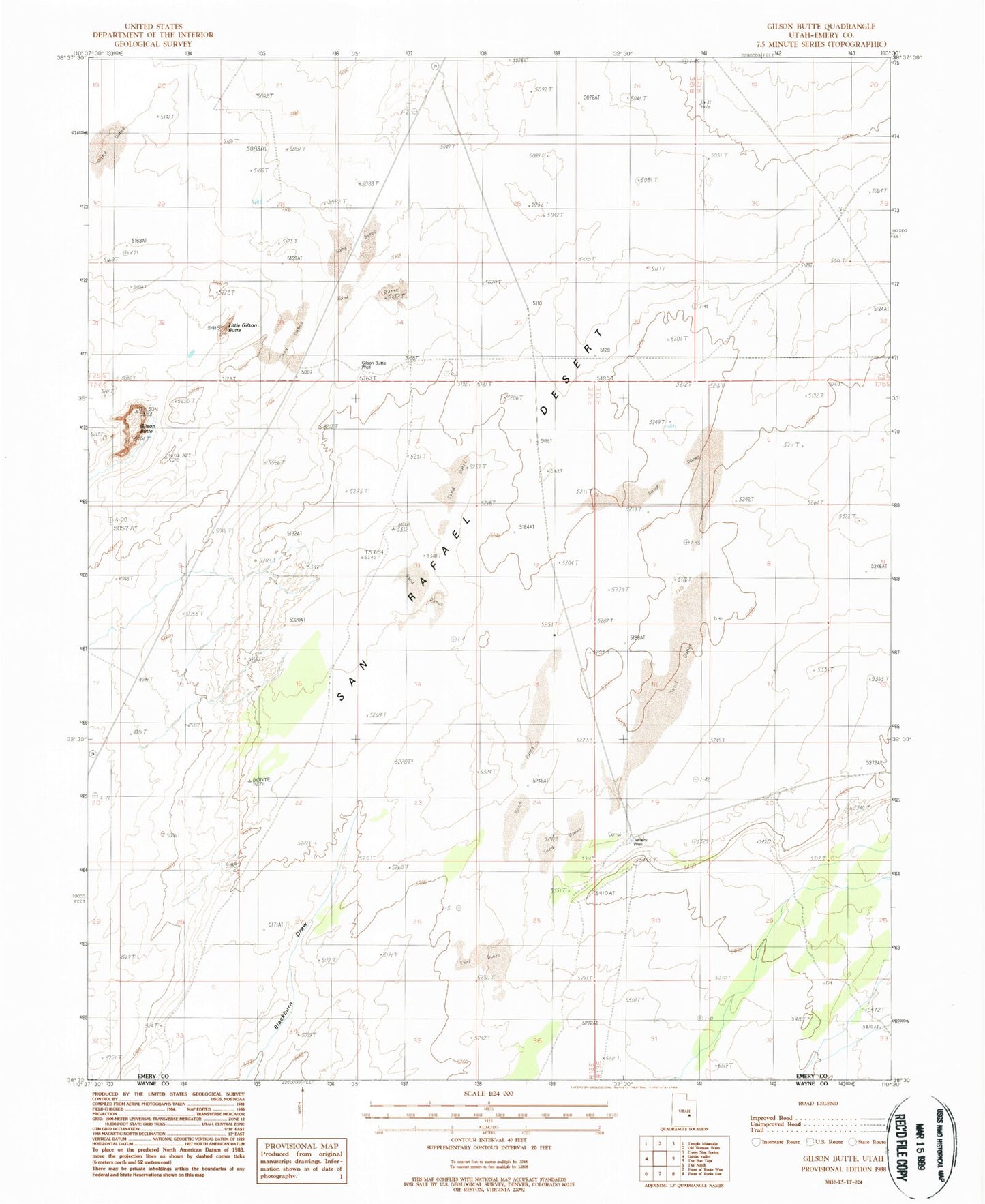 Classic USGS Gilson Butte Utah 7.5'x7.5' Topo Map Image