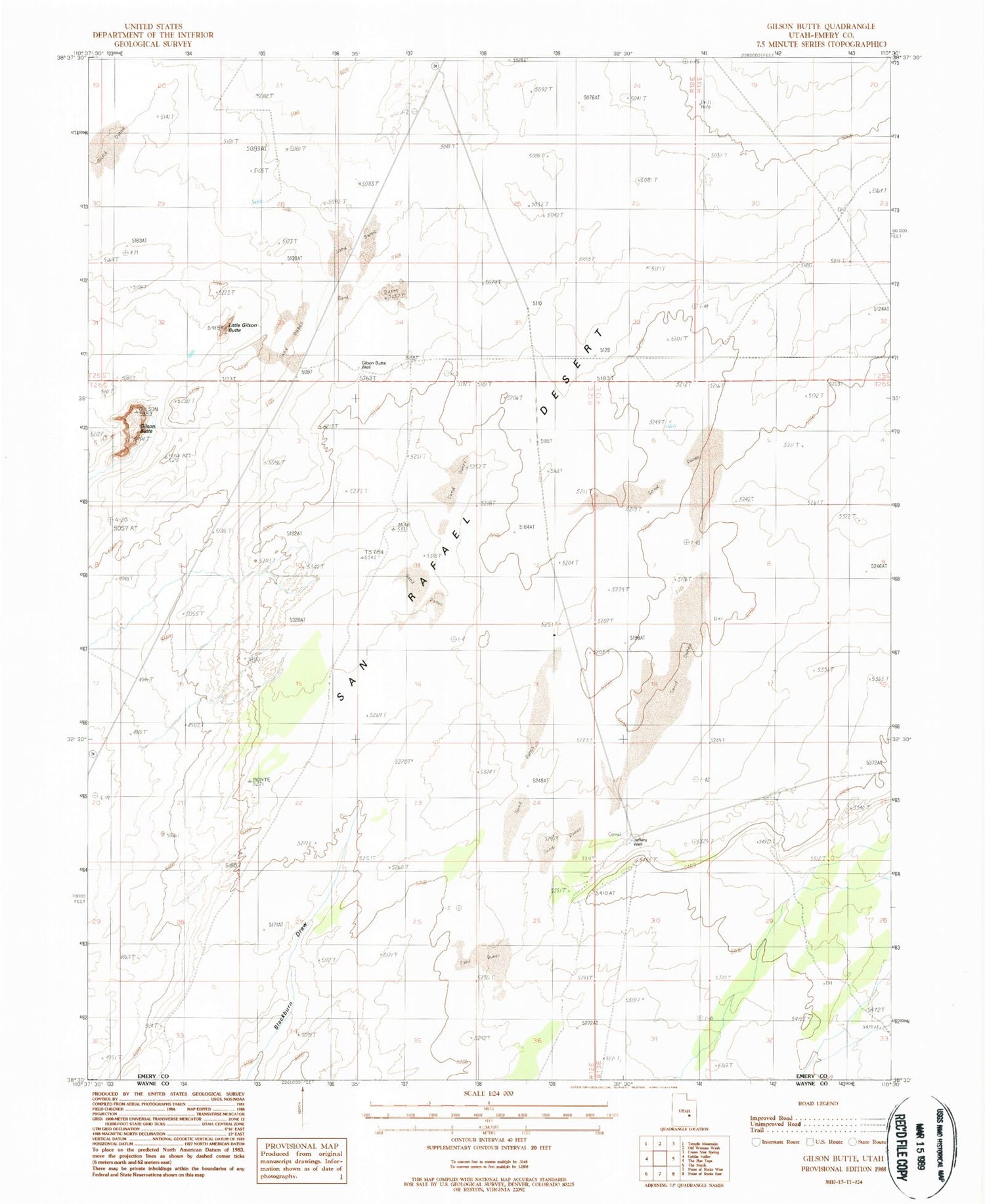 Classic USGS Gilson Butte Utah 7.5'x7.5' Topo Map Image