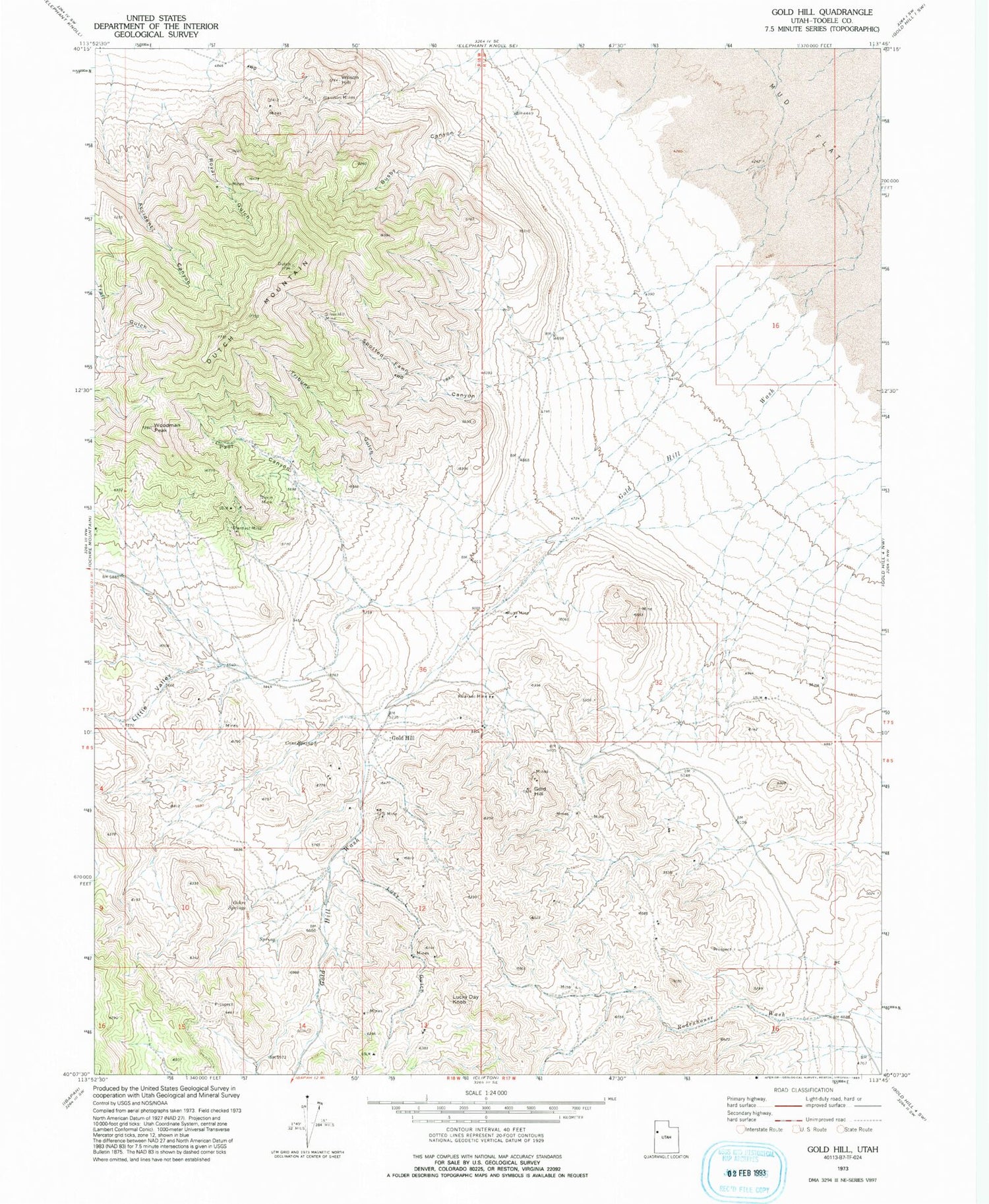Classic USGS Gold Hill Utah 7.5'x7.5' Topo Map Image