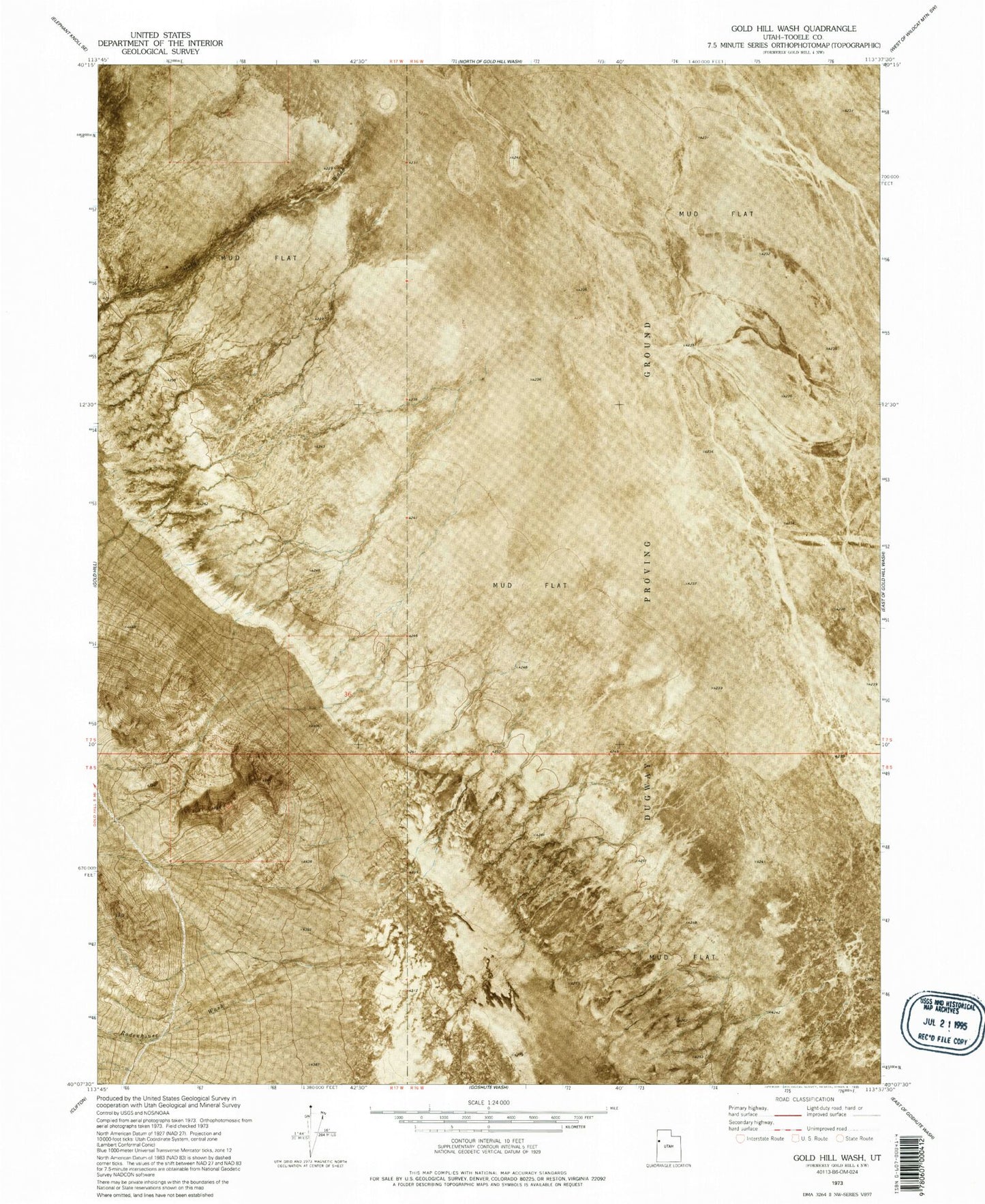 Classic USGS Gold Hill Wash Utah 7.5'x7.5' Topo Map Image