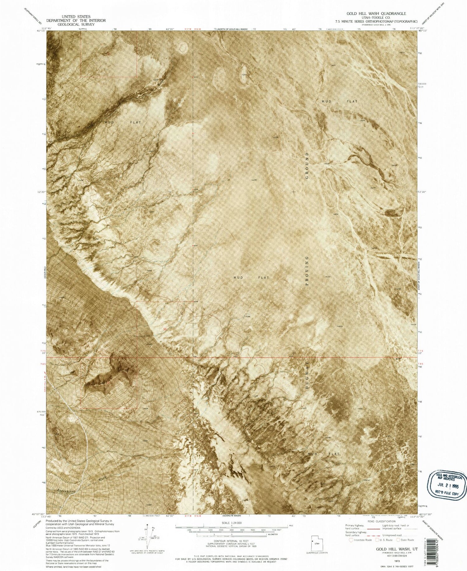 Classic USGS Gold Hill Wash Utah 7.5'x7.5' Topo Map Image