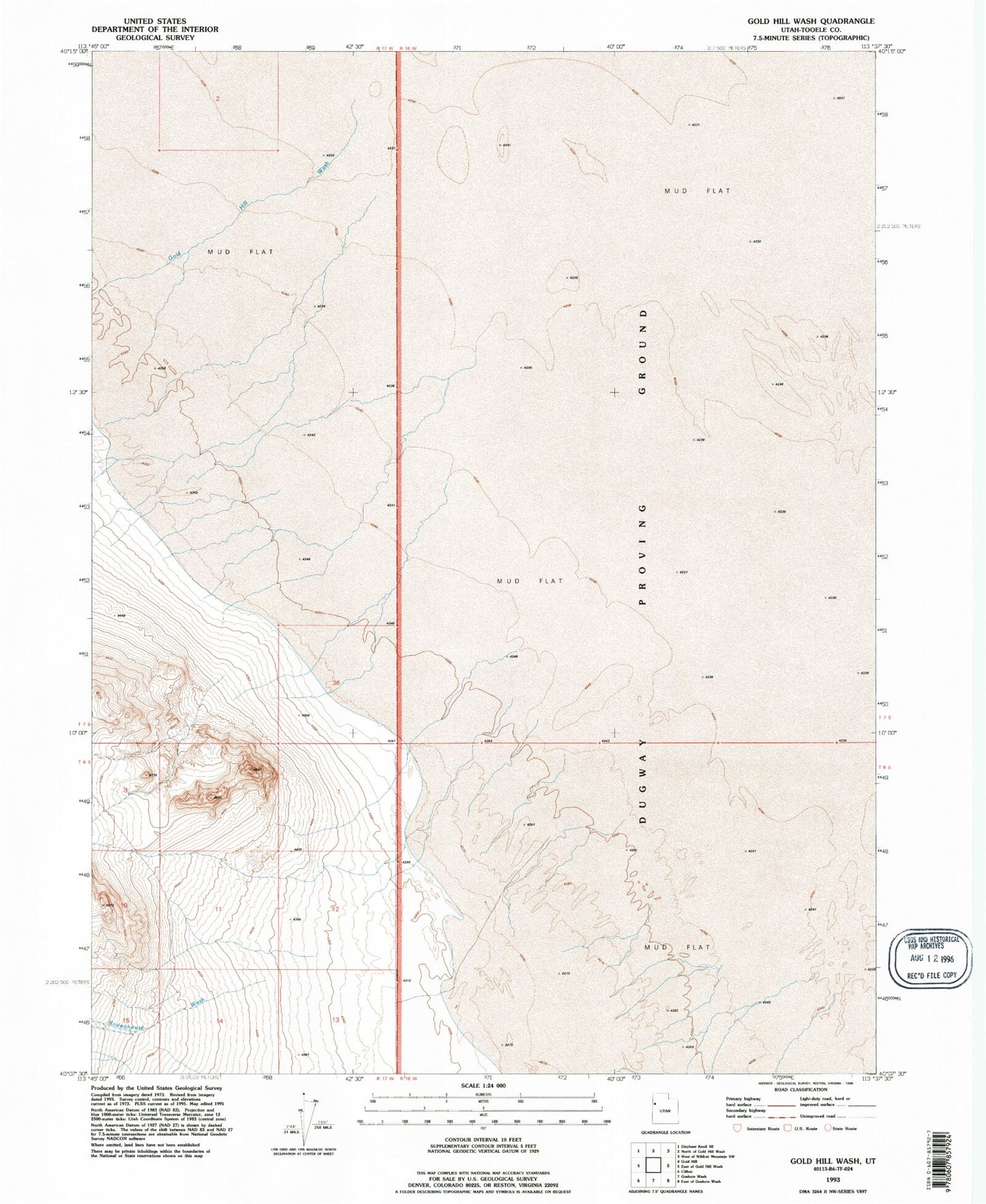 Classic USGS Gold Hill Wash Utah 7.5'x7.5' Topo Map Image