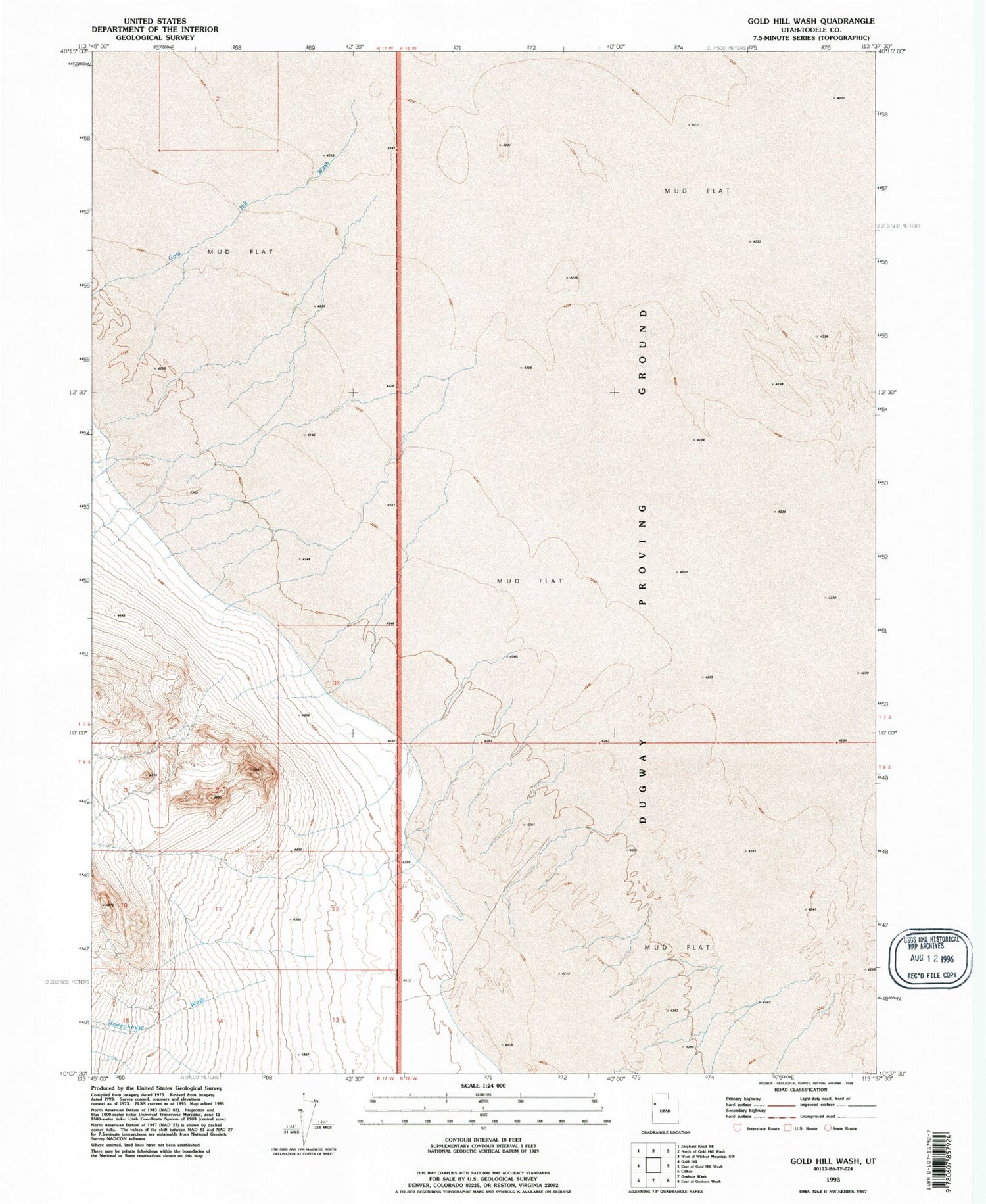 Classic USGS Gold Hill Wash Utah 7.5'x7.5' Topo Map Image