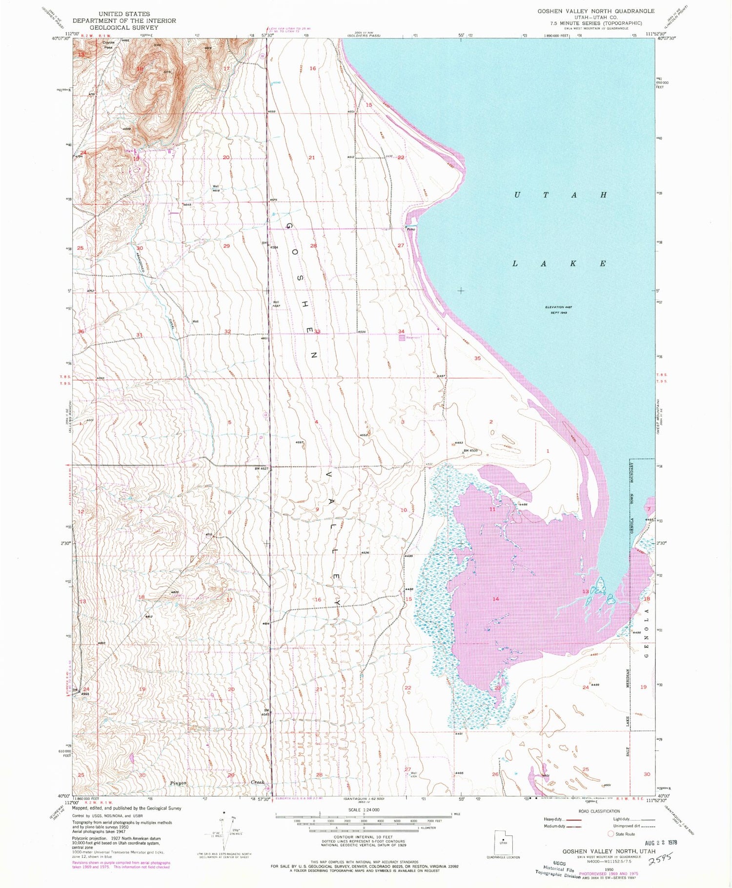 Classic USGS Goshen Valley North Utah 7.5'x7.5' Topo Map Image