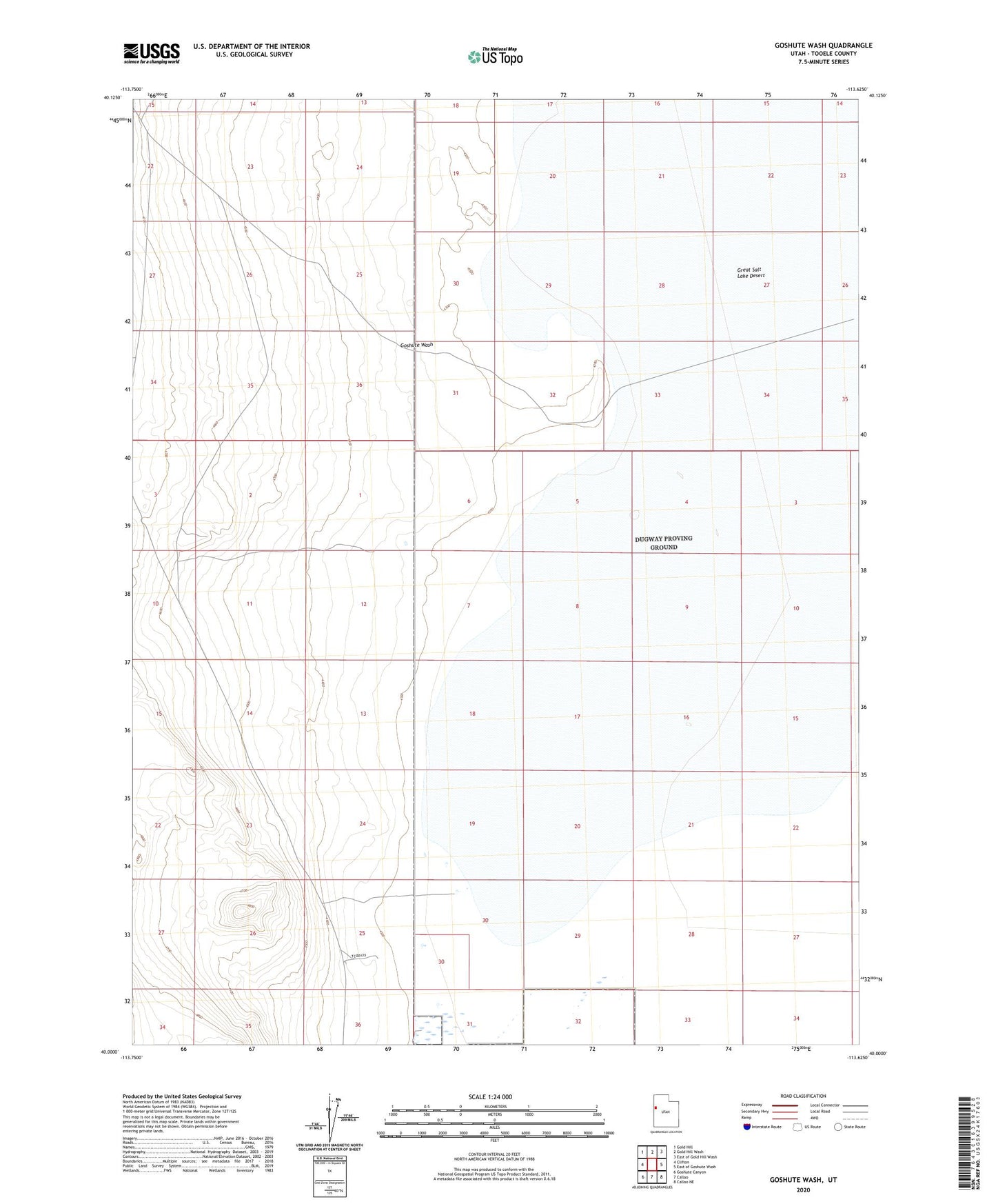 Goshute Wash Utah US Topo Map Image