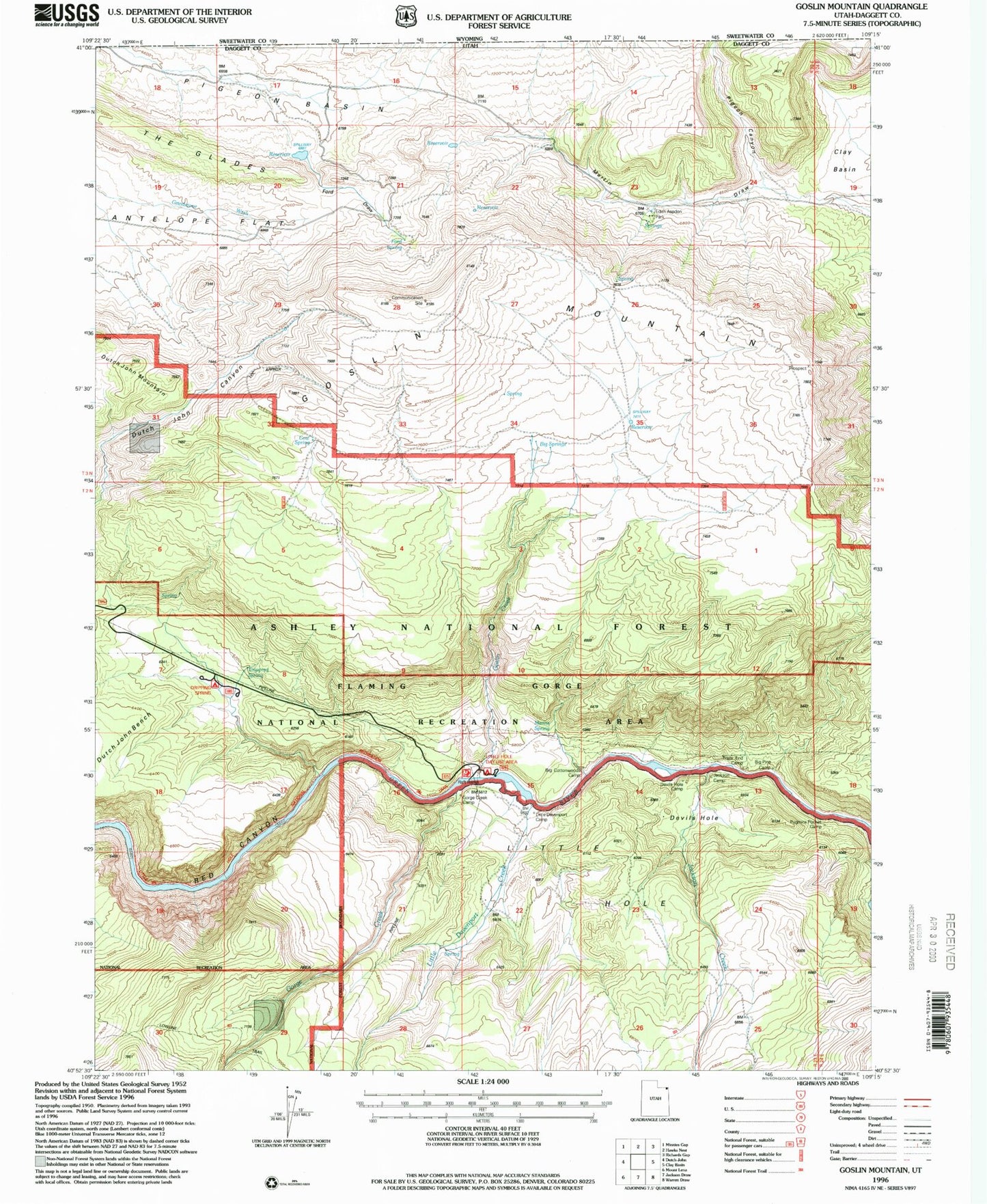 Classic USGS Goslin Mountain Utah 7.5'x7.5' Topo Map Image