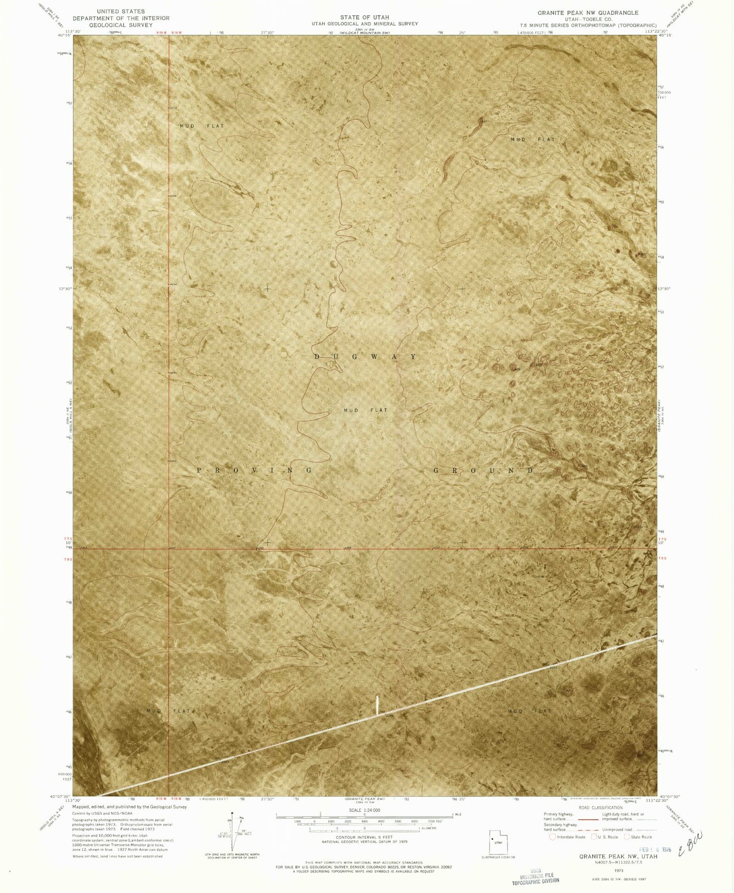 Classic USGS Granite Peak NW Utah 7.5'x7.5' Topo Map Image