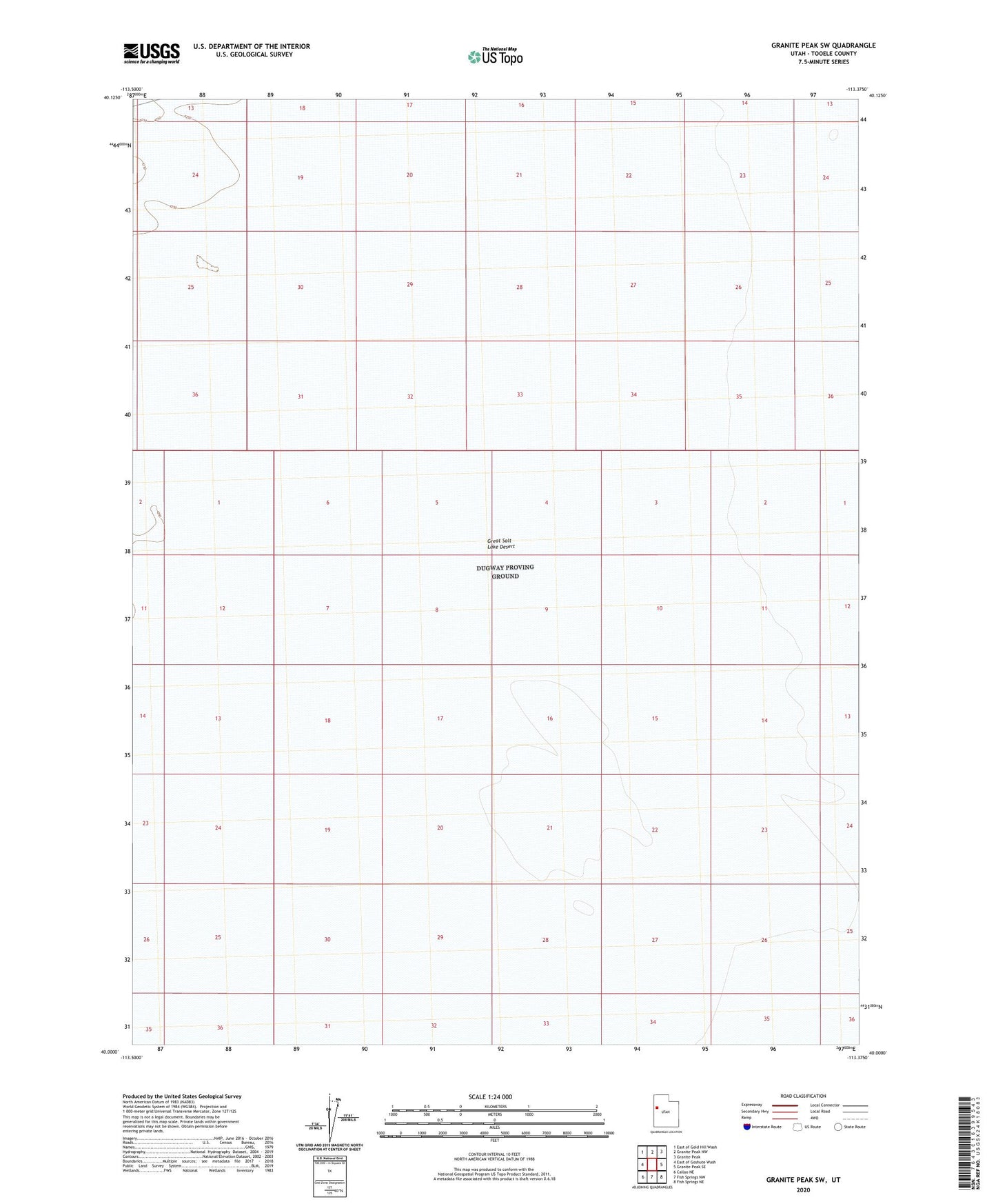 Granite Peak SW Utah US Topo Map Image