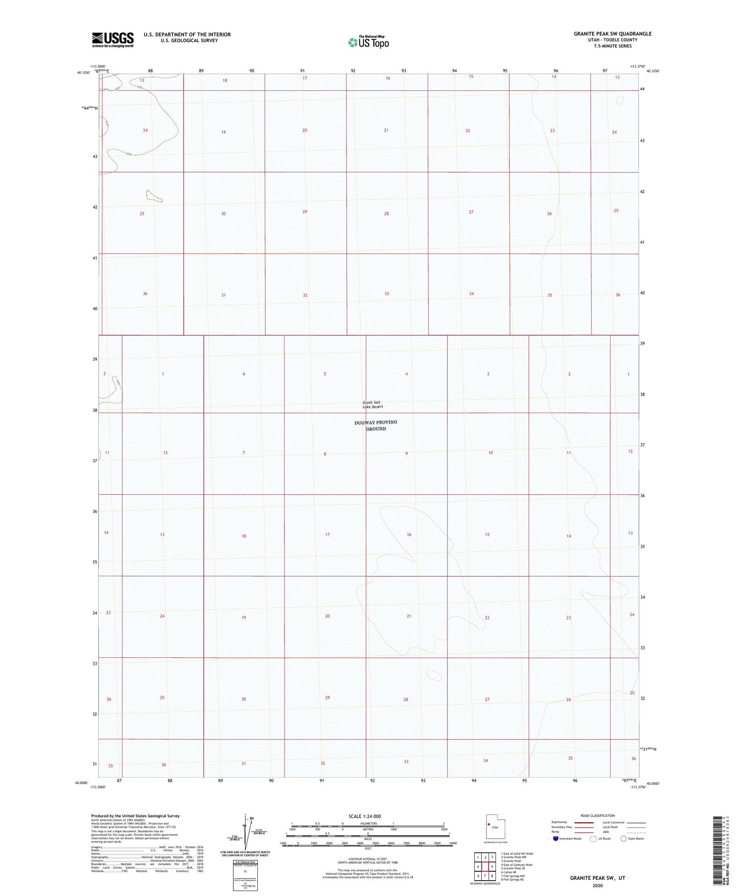 Granite Peak SW Utah US Topo Map Image