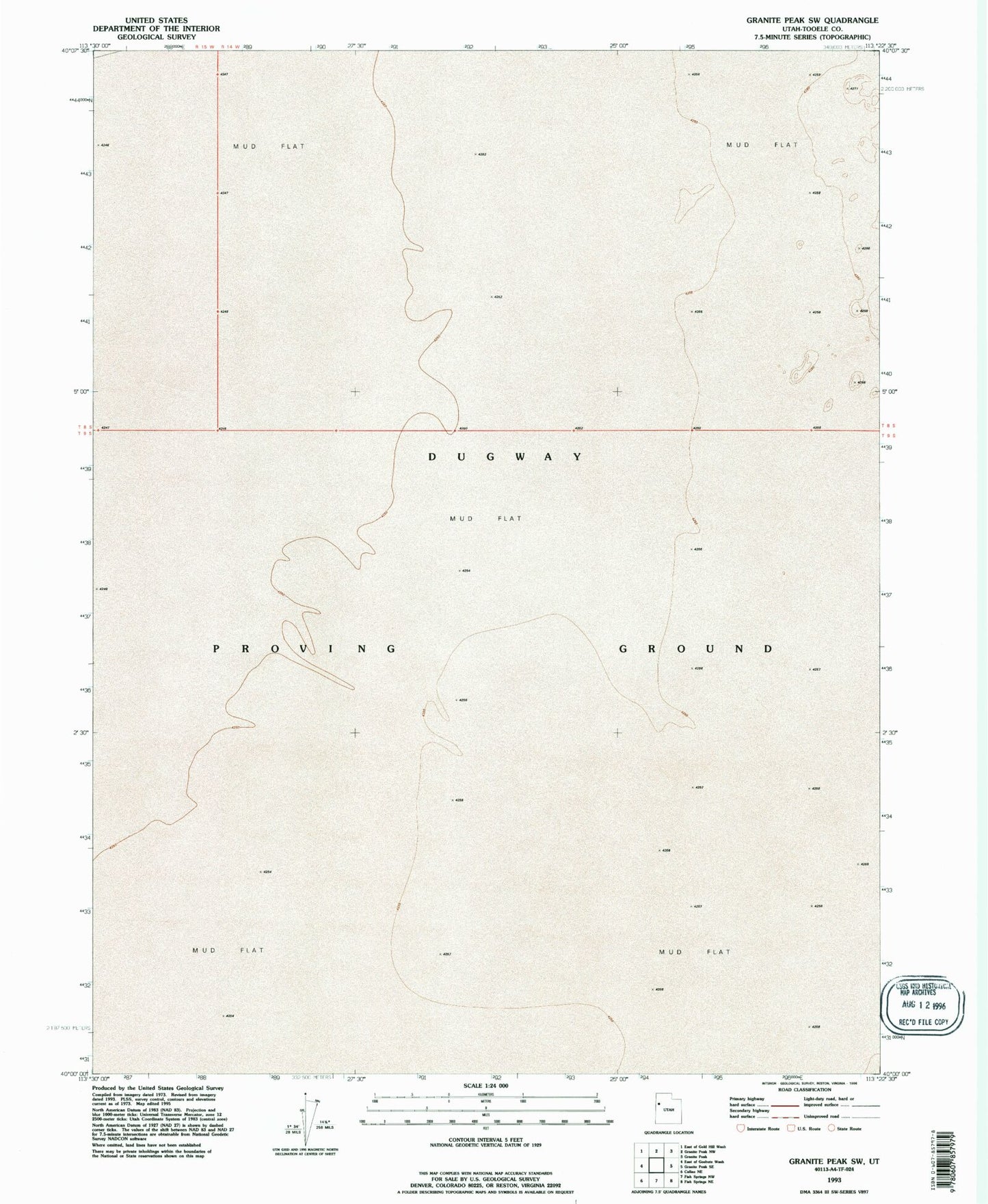 Classic USGS Granite Peak SW Utah 7.5'x7.5' Topo Map Image