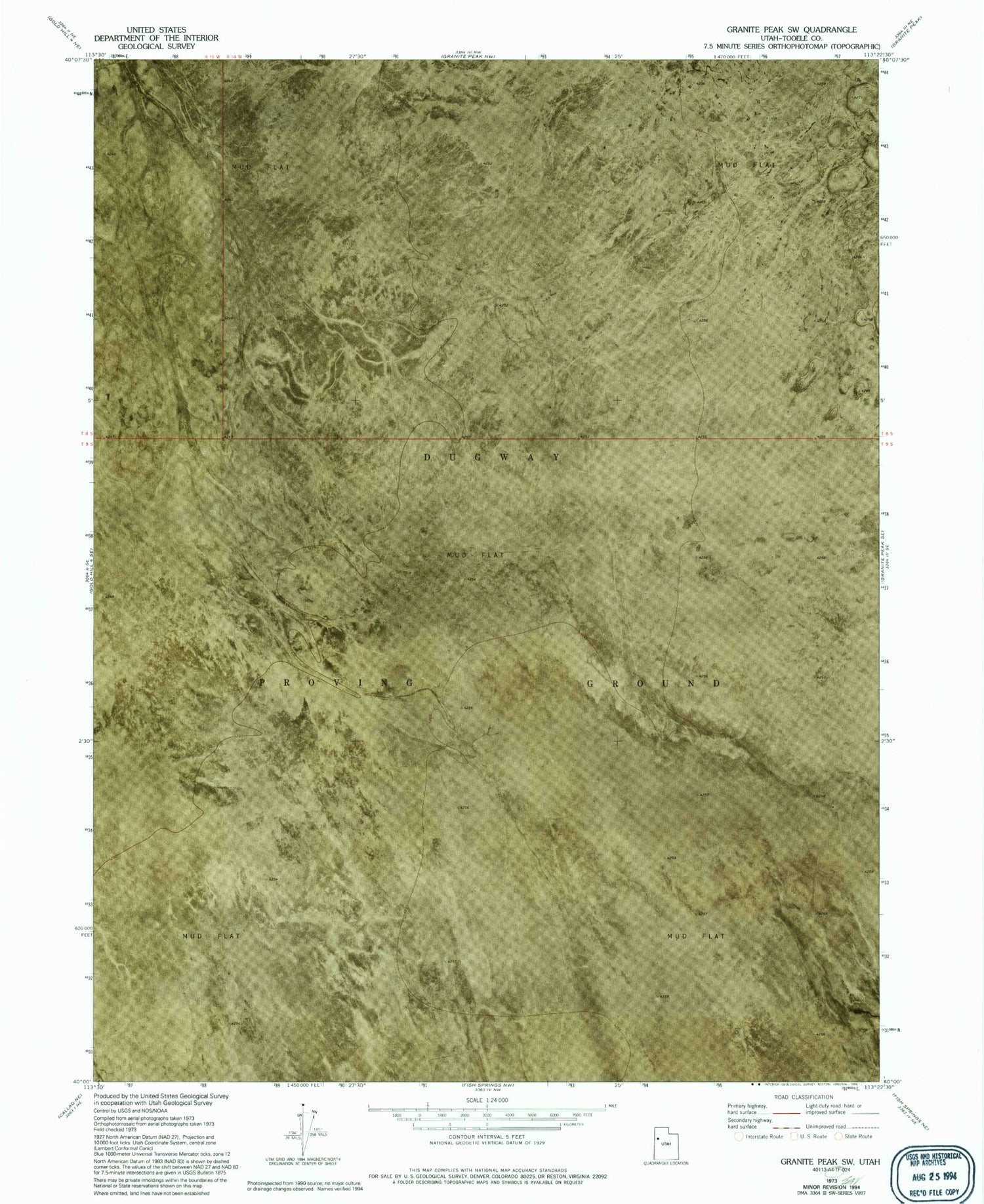 Classic USGS Granite Peak SW Utah 7.5'x7.5' Topo Map Image