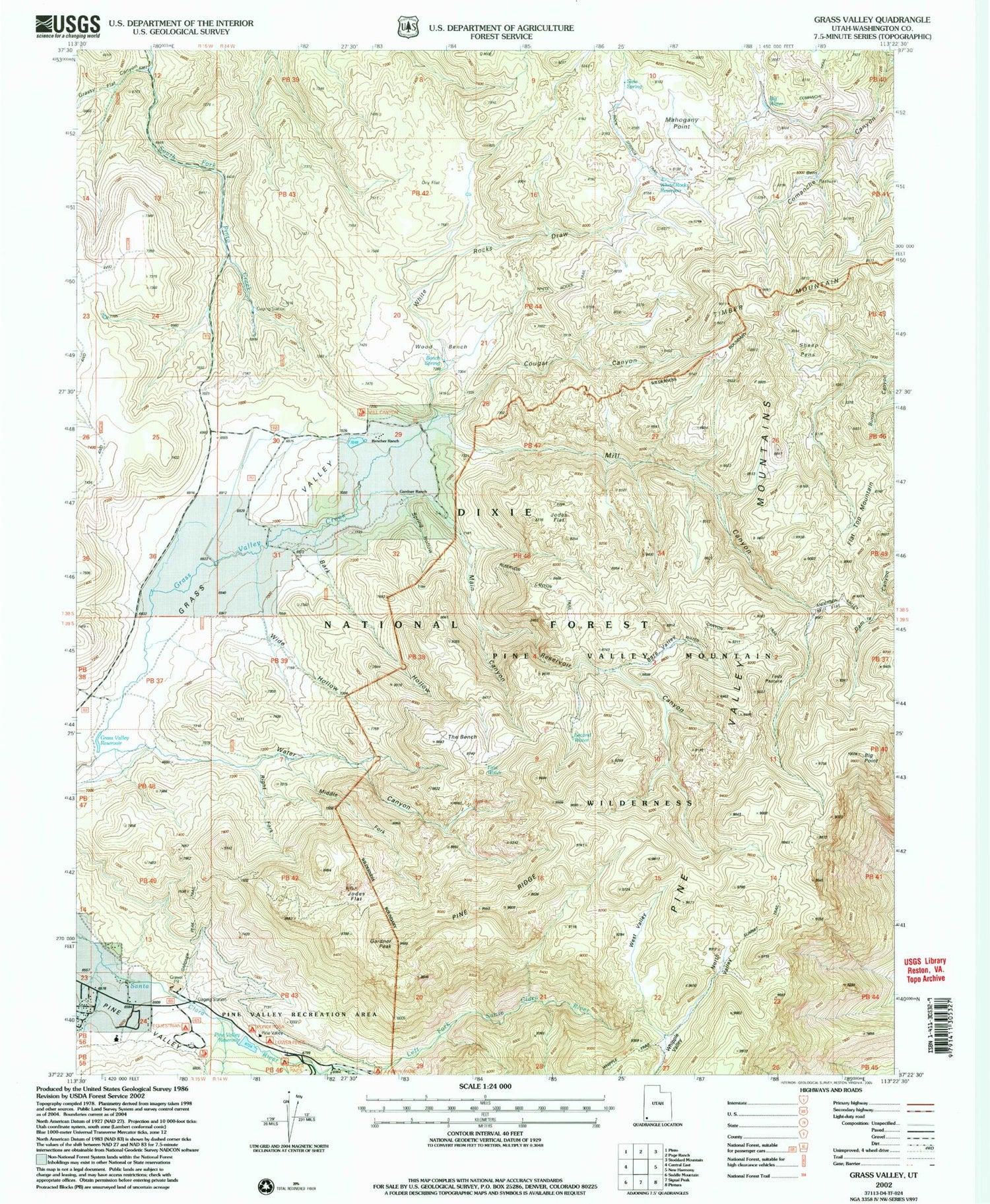 Classic USGS Grass Valley Utah 7.5'x7.5' Topo Map Image