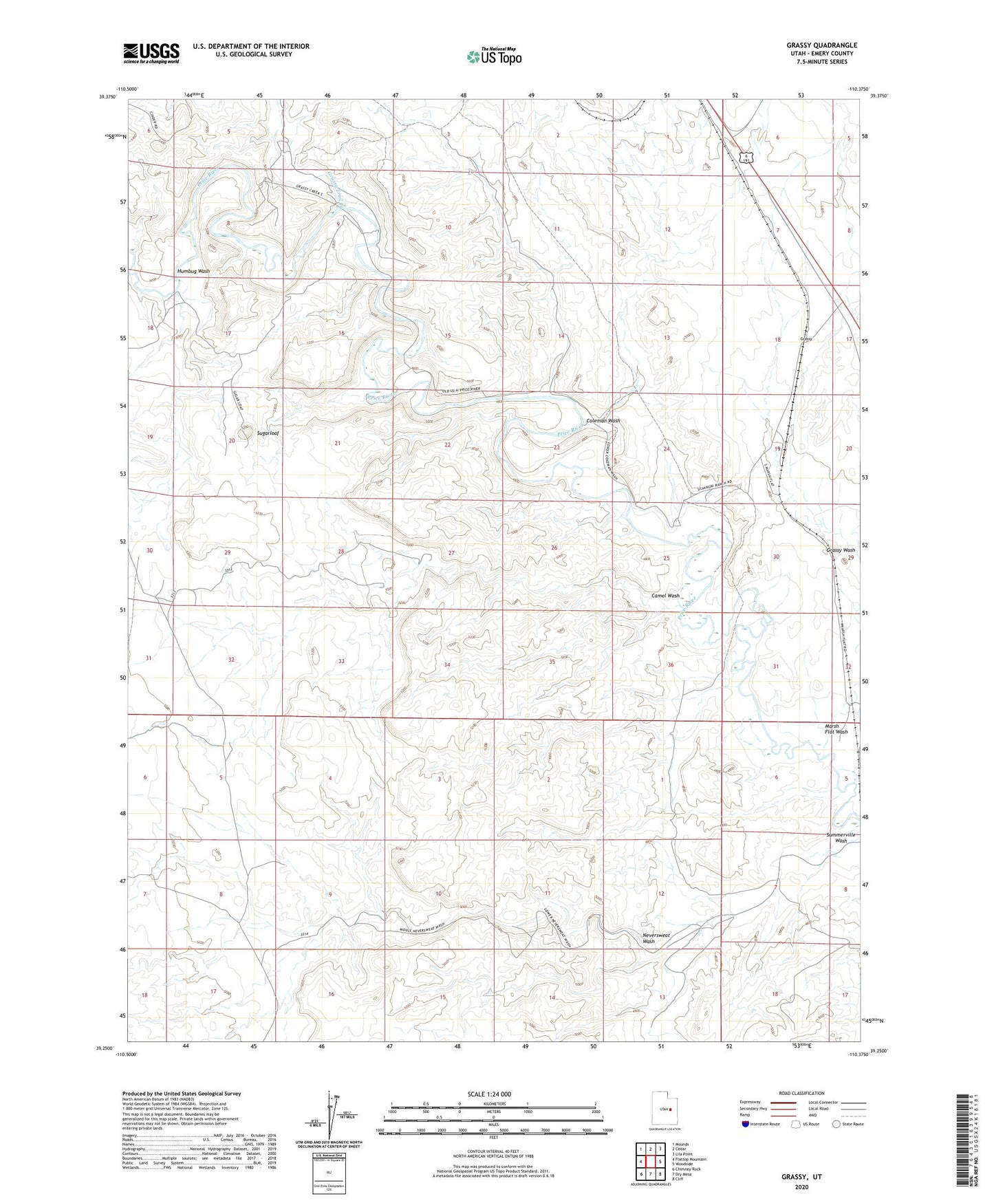 Grassy Utah US Topo Map Image
