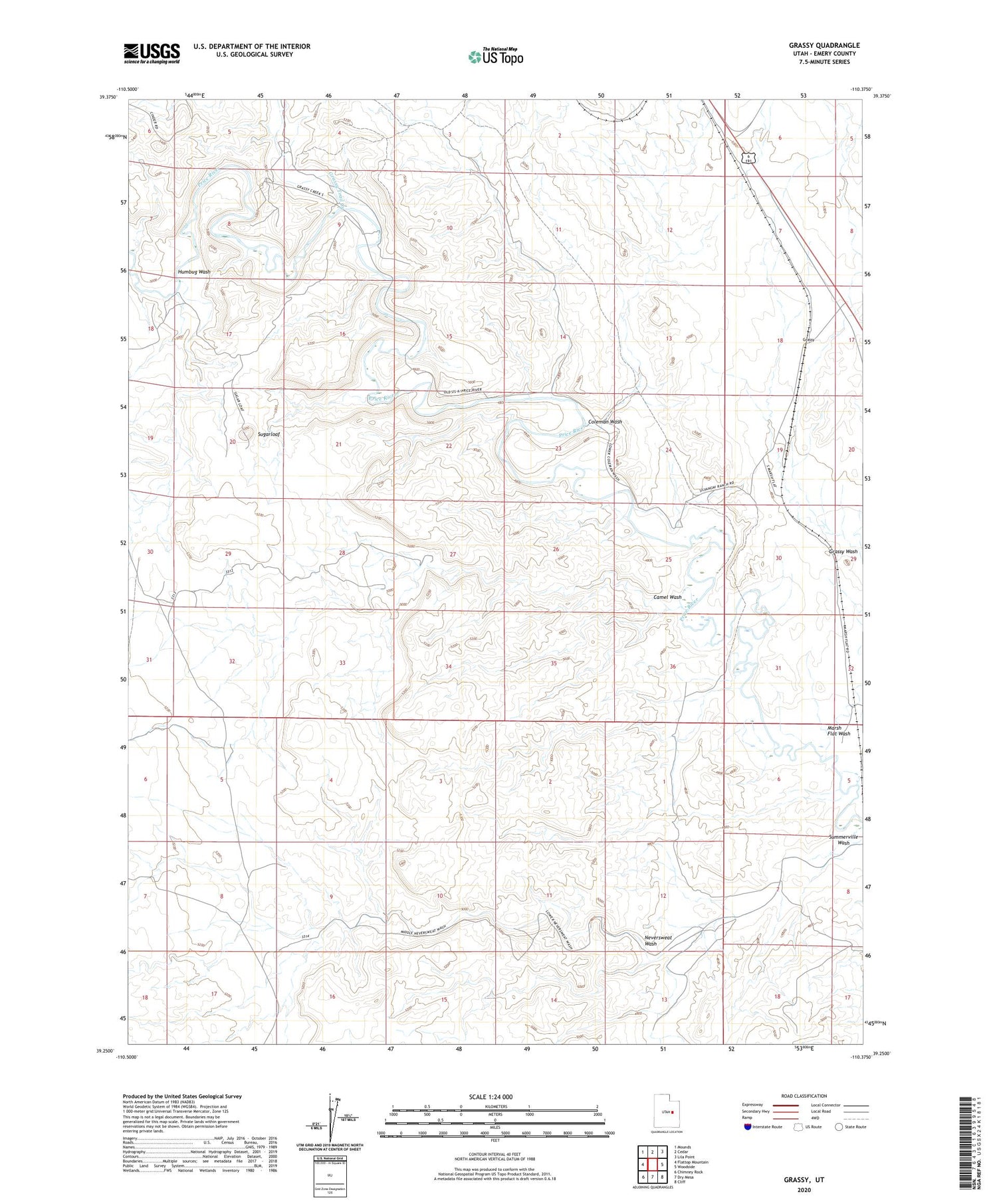 Grassy Utah US Topo Map Image