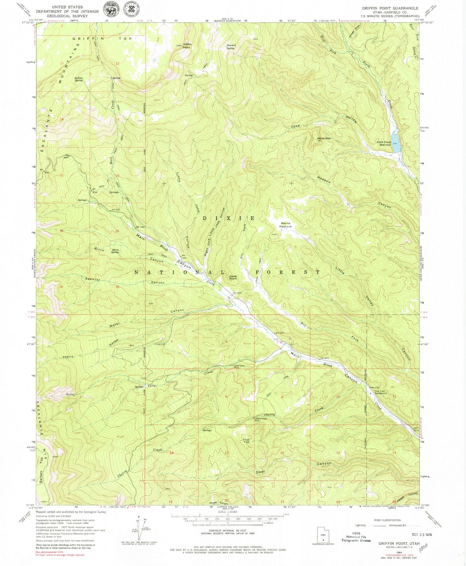 Classic USGS Griffin Point Utah 7.5'x7.5' Topo Map Image