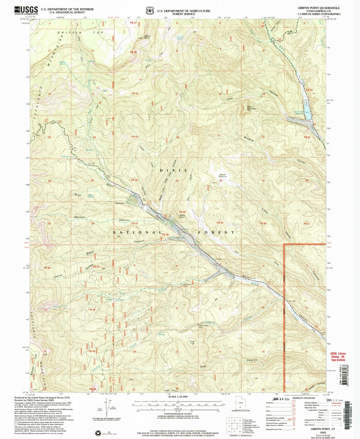 Classic USGS Griffin Point Utah 7.5'x7.5' Topo Map Image