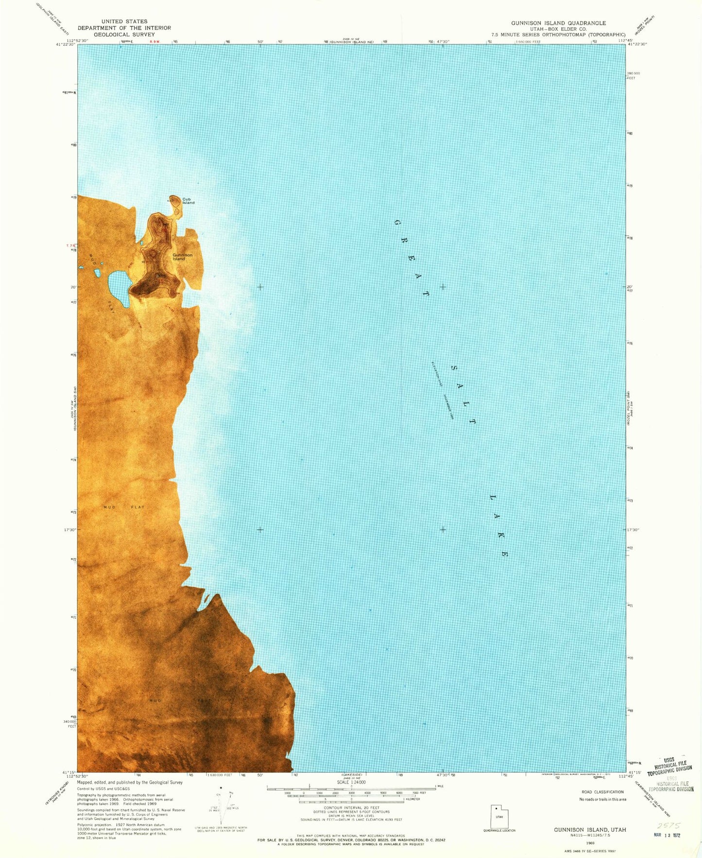 Classic USGS Gunnison Island Utah 7.5'x7.5' Topo Map Image