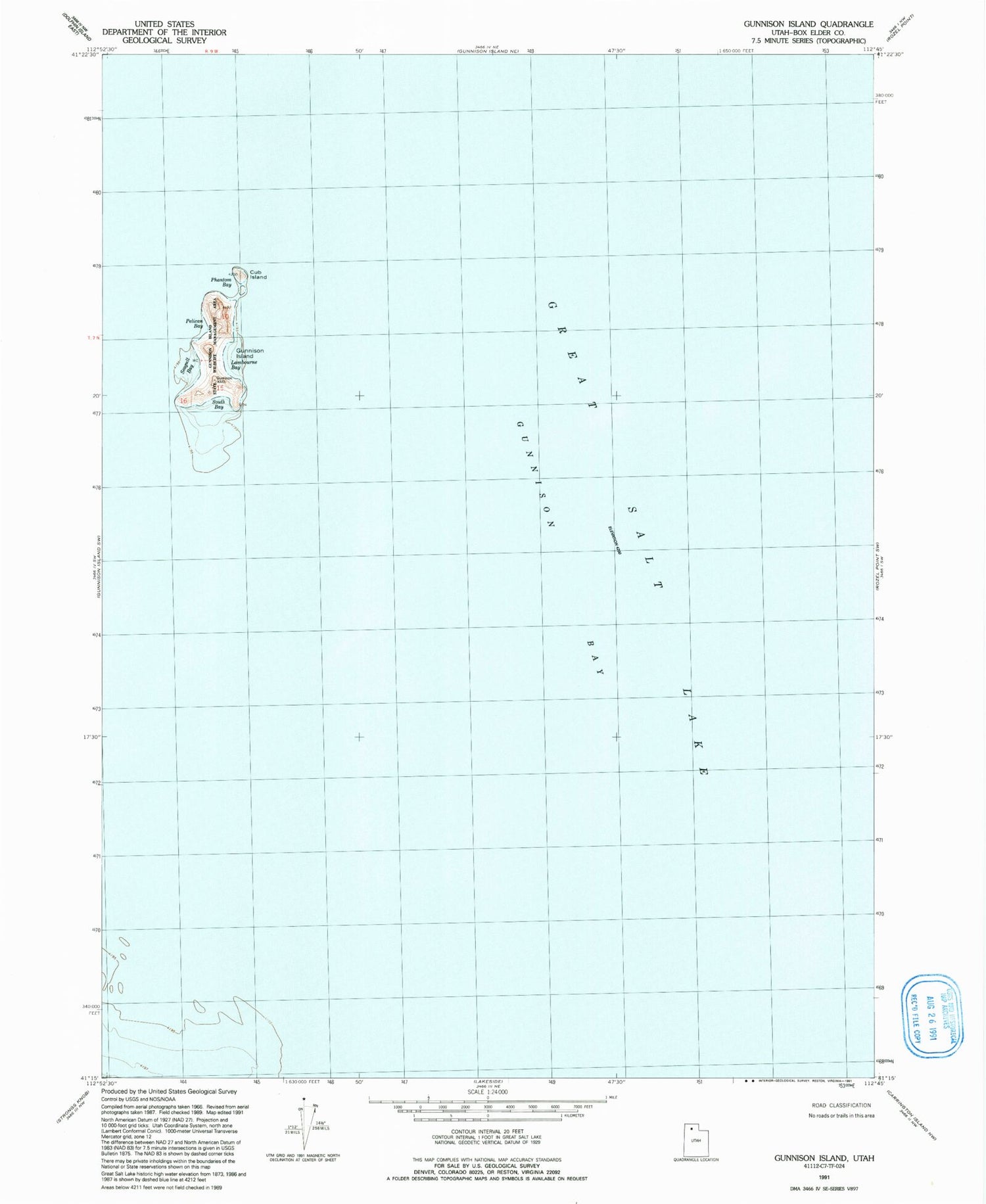 Classic USGS Gunnison Island Utah 7.5'x7.5' Topo Map Image