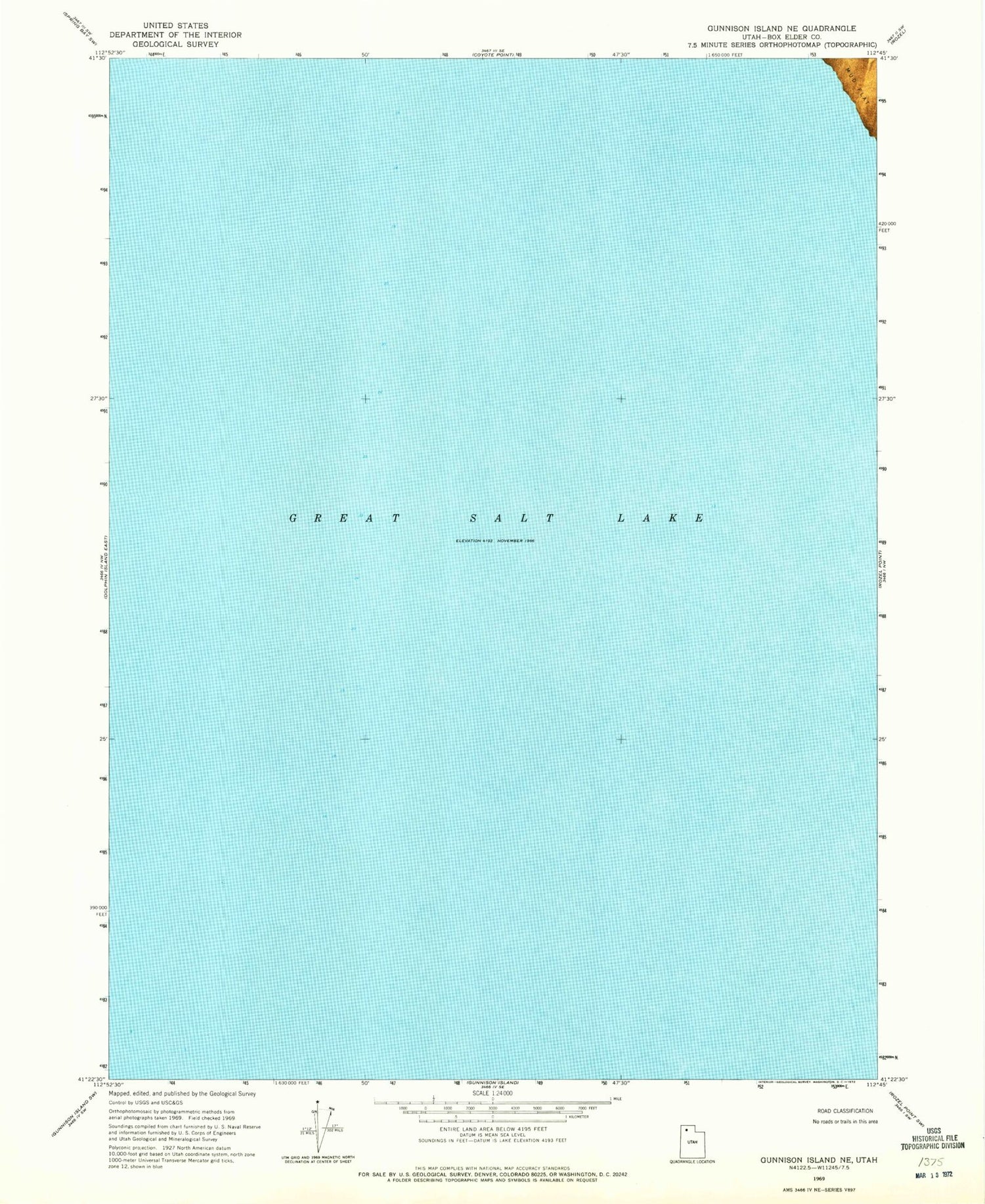 Classic USGS Gunnison Island NE Utah 7.5'x7.5' Topo Map Image