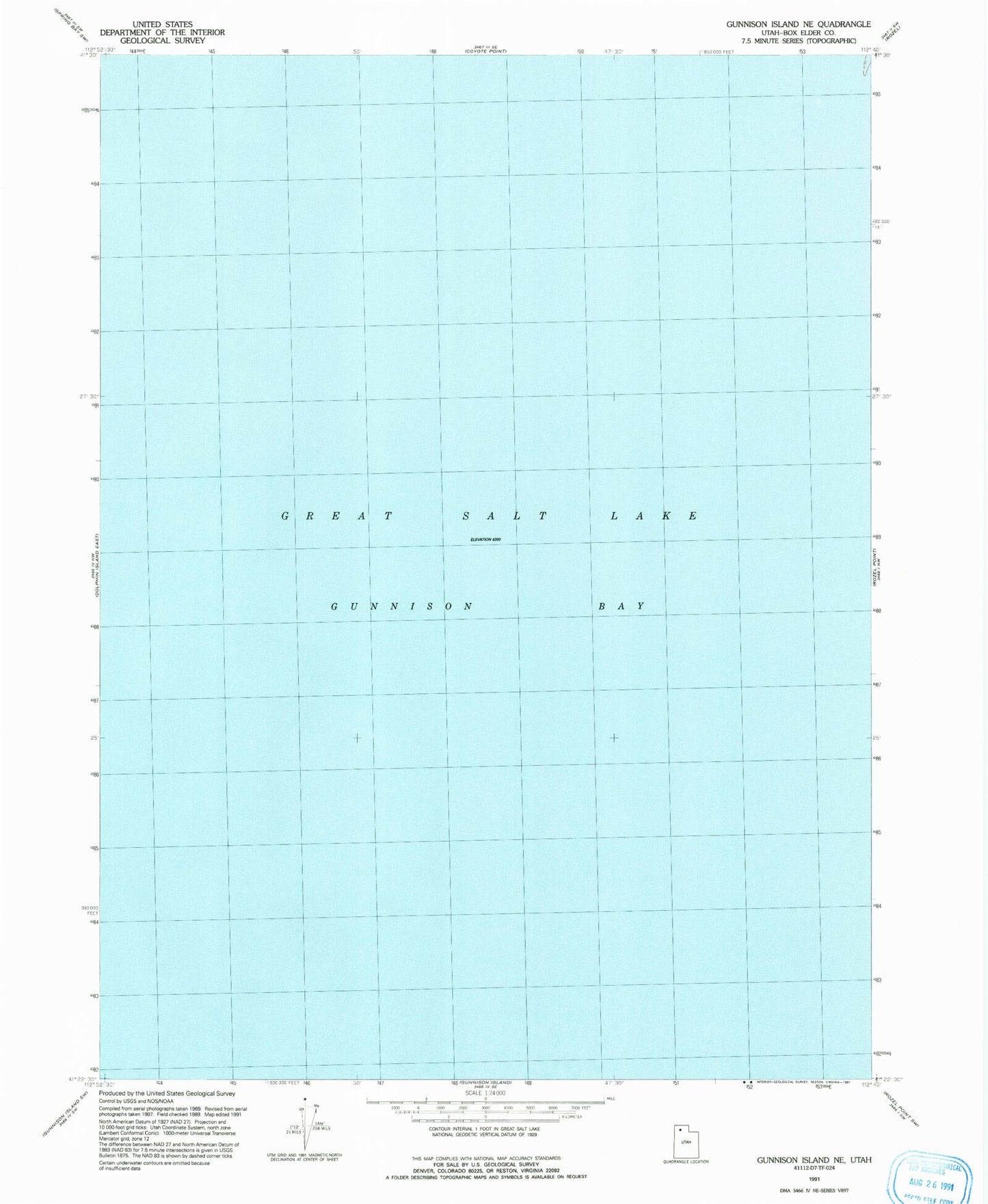 Classic USGS Gunnison Island NE Utah 7.5'x7.5' Topo Map Image