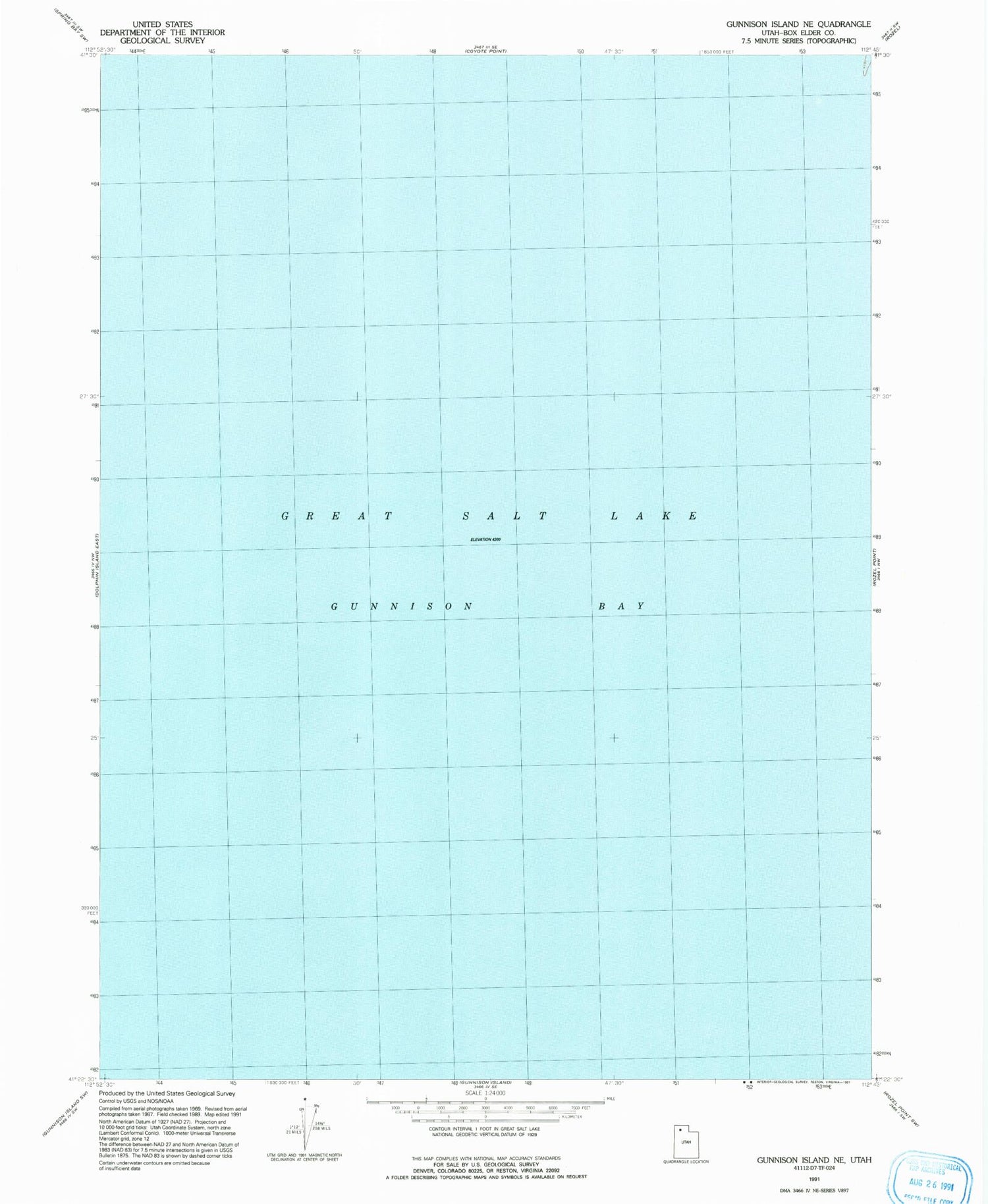 Classic USGS Gunnison Island NE Utah 7.5'x7.5' Topo Map Image