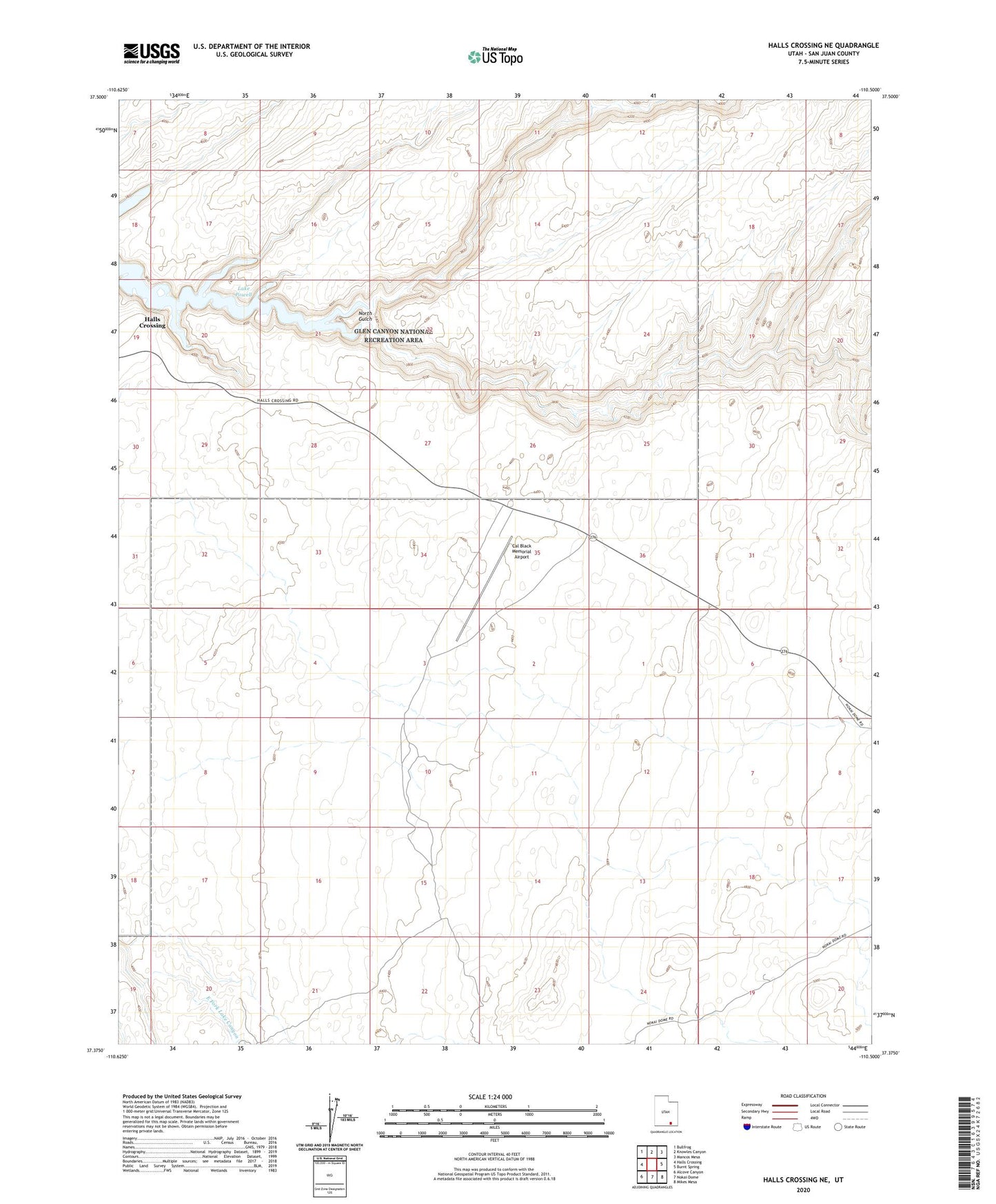 Halls Crossing NE Utah US Topo Map Image