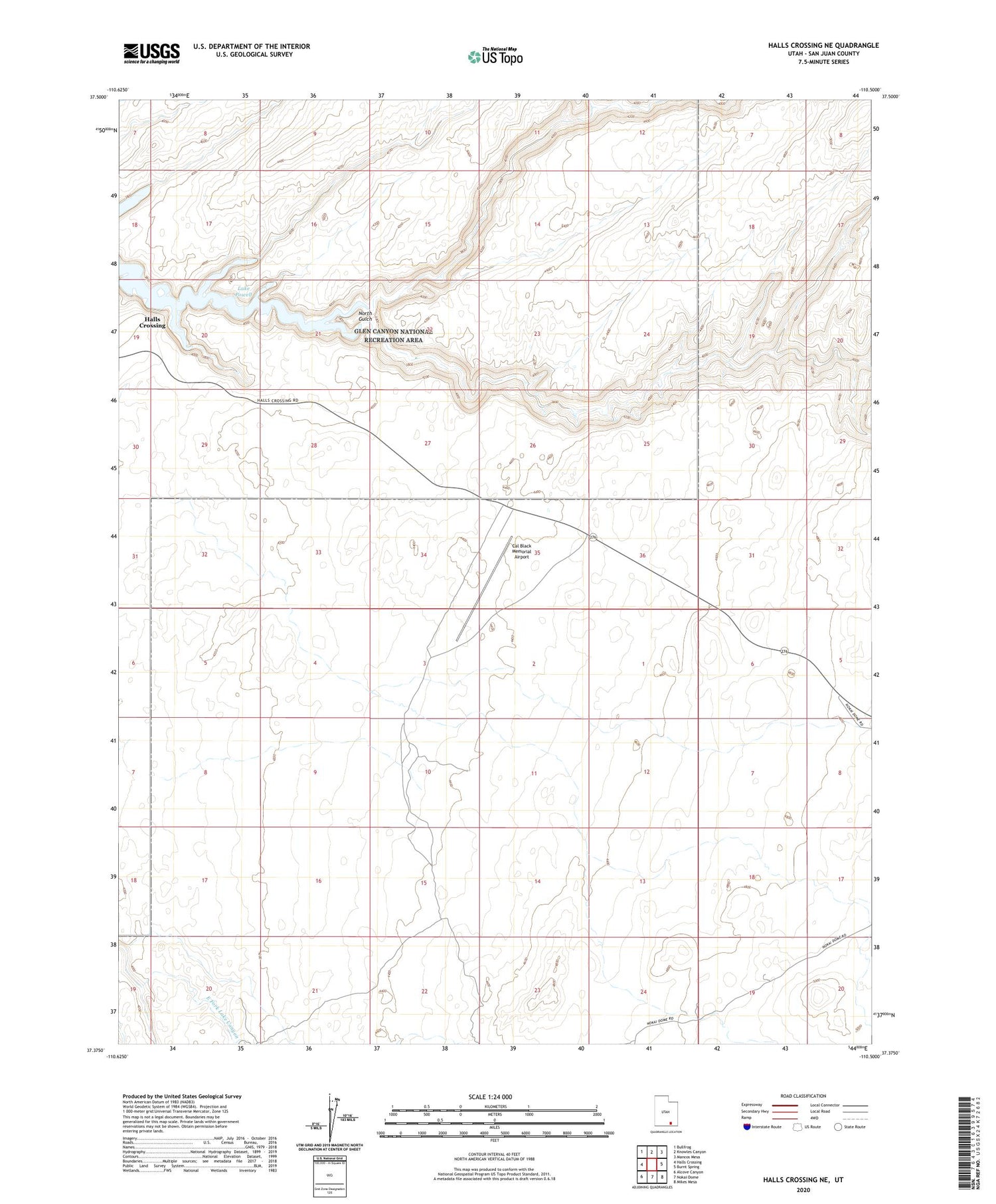 Halls Crossing NE Utah US Topo Map Image