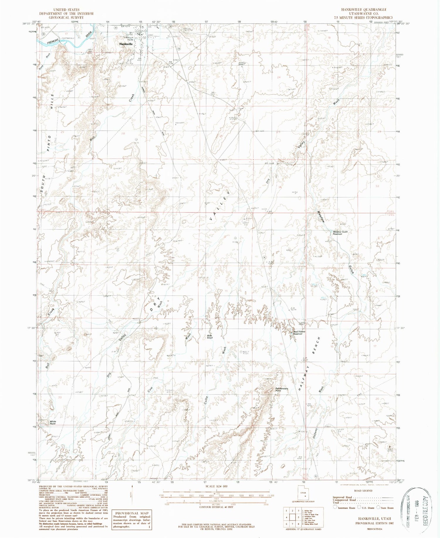 Classic USGS Hanksville Utah 7.5'x7.5' Topo Map Image