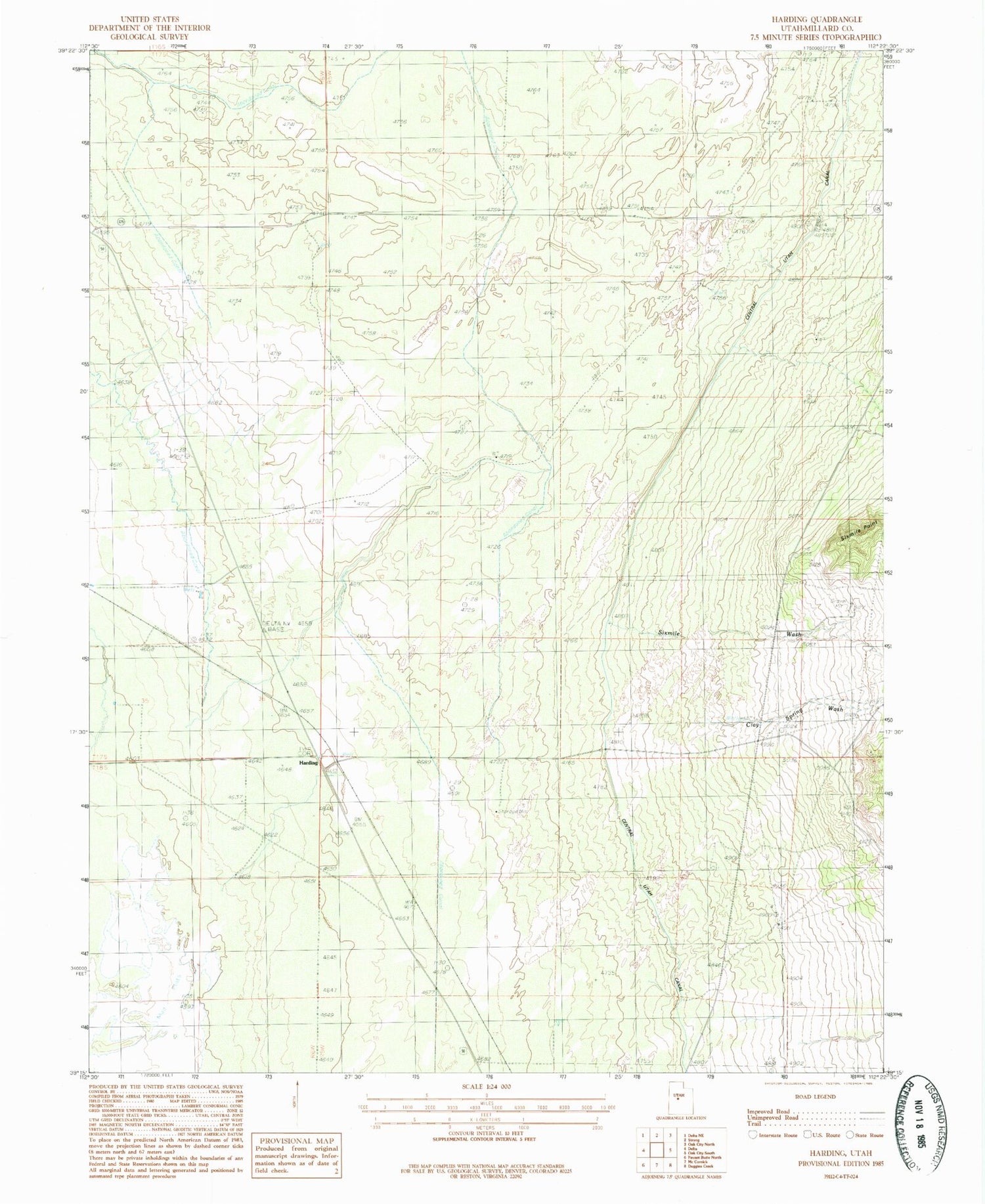 Classic USGS Harding Utah 7.5'x7.5' Topo Map Image