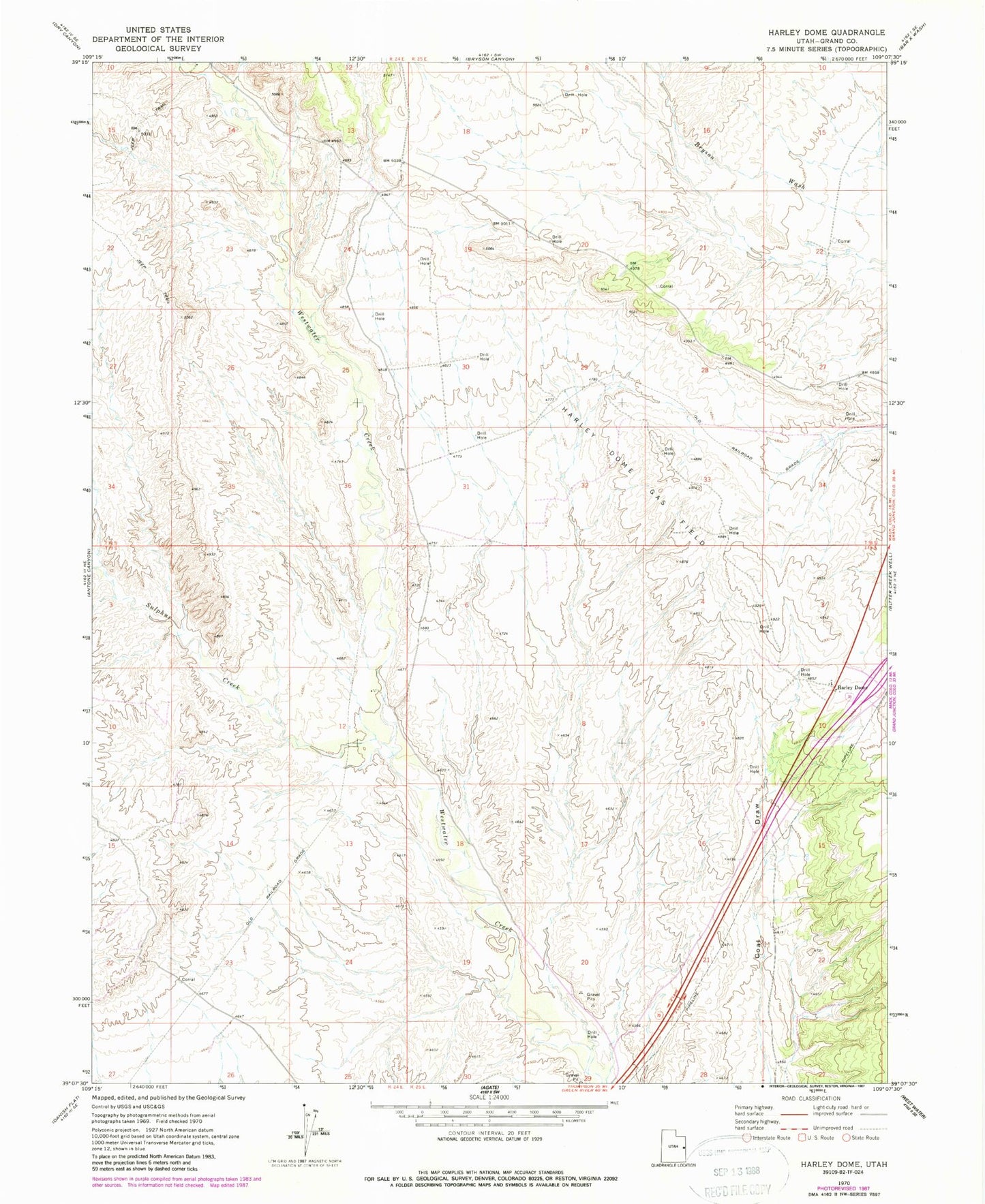 Classic USGS Harley Dome Utah 7.5'x7.5' Topo Map Image
